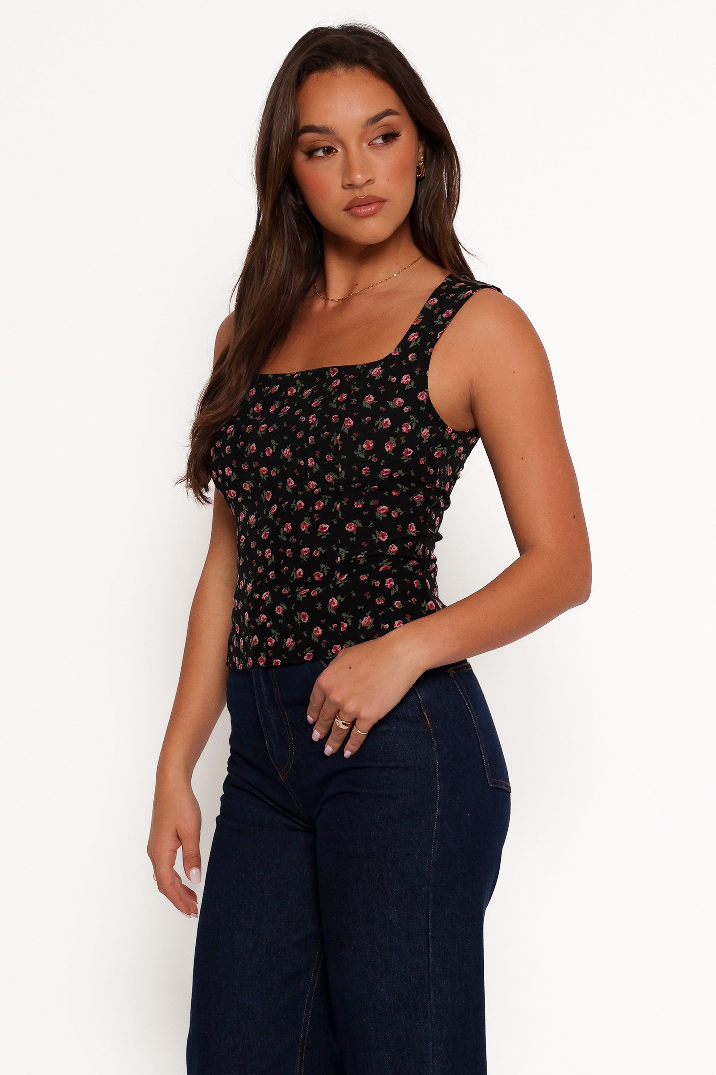 Katya Square Neck Top - Rosette Ditsy-Ladys Street