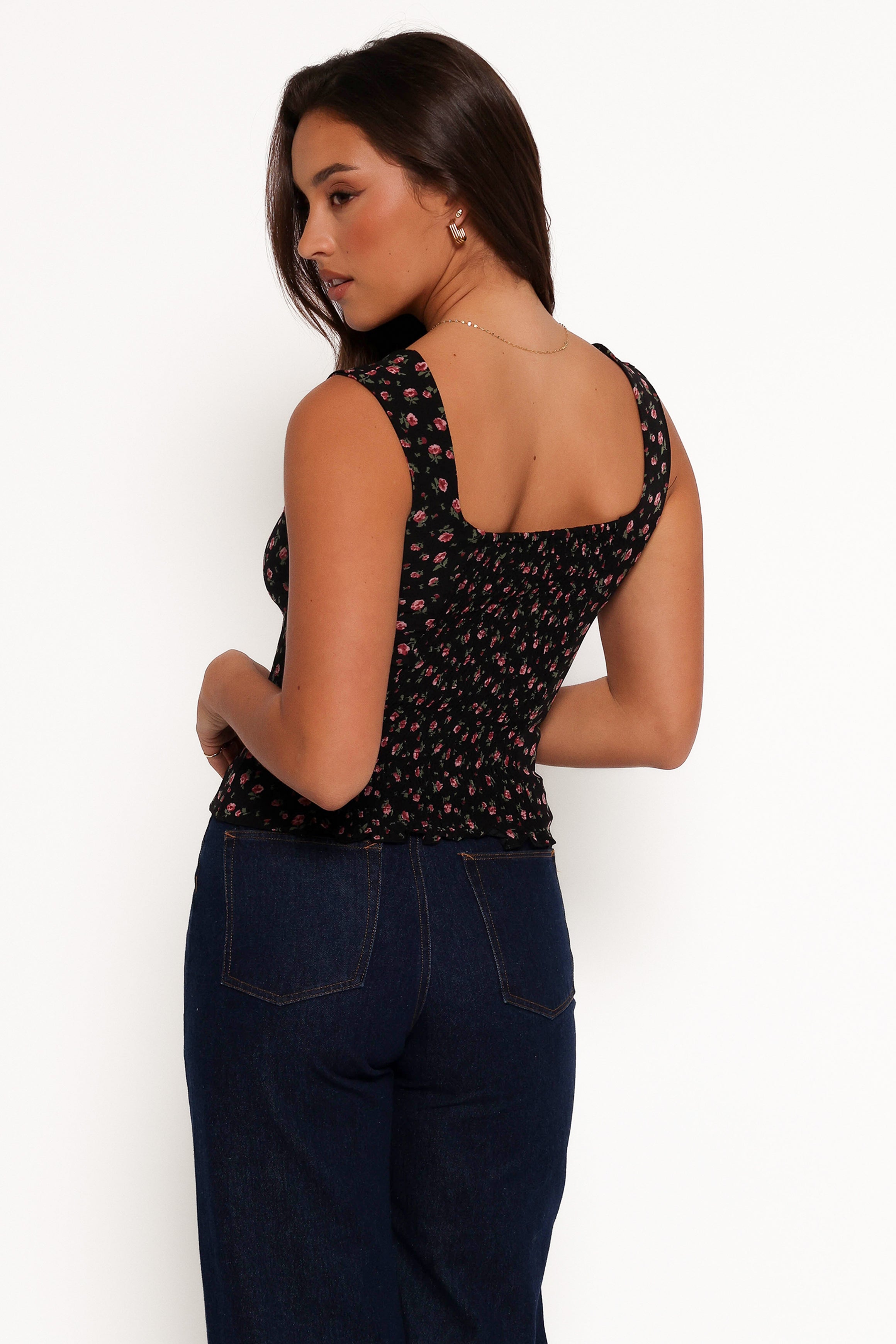 Katya Square Neck Top - Rosette Ditsy-Ladys Street