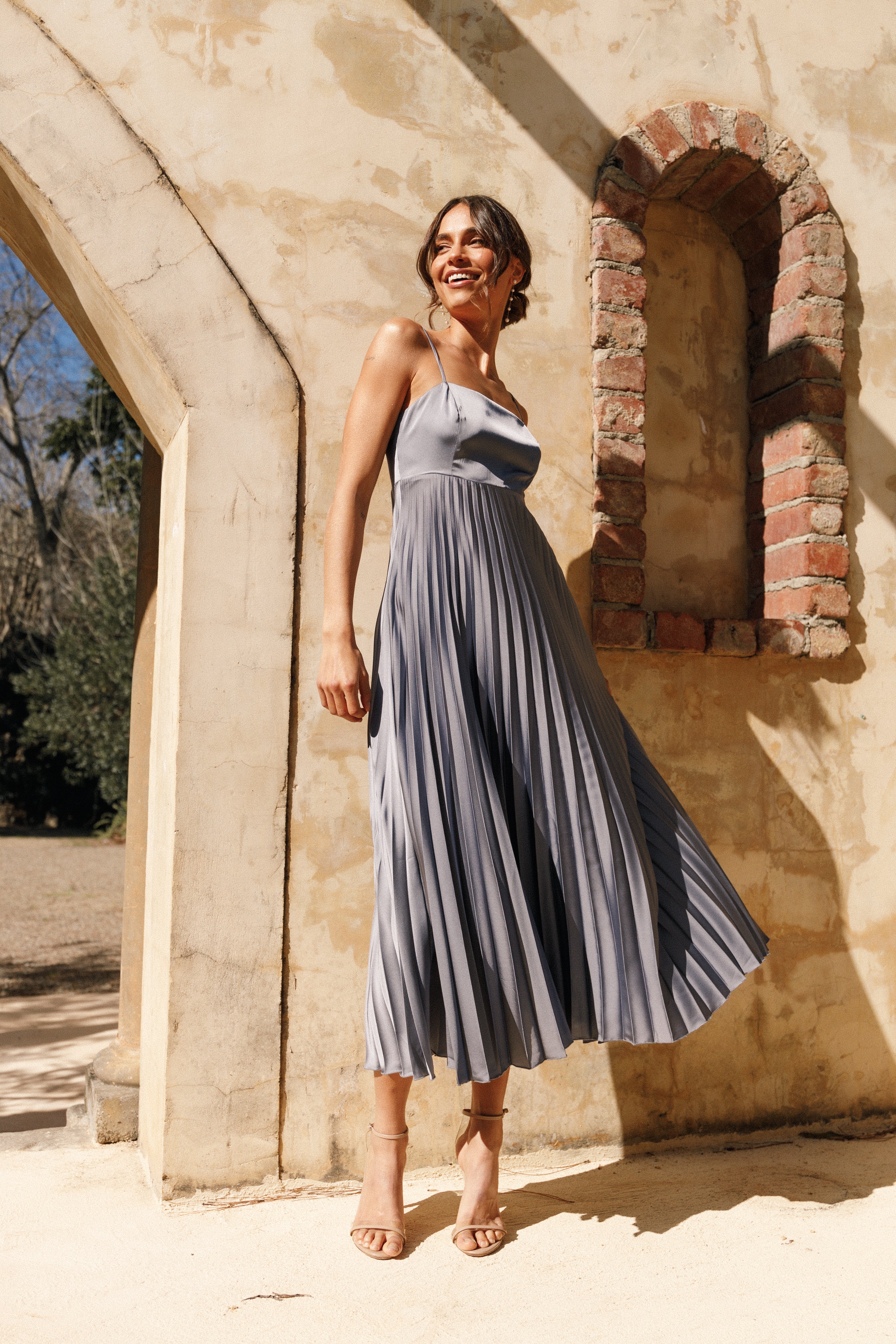 Keegan Maxi Dress - Steel Gray-Ladys Street