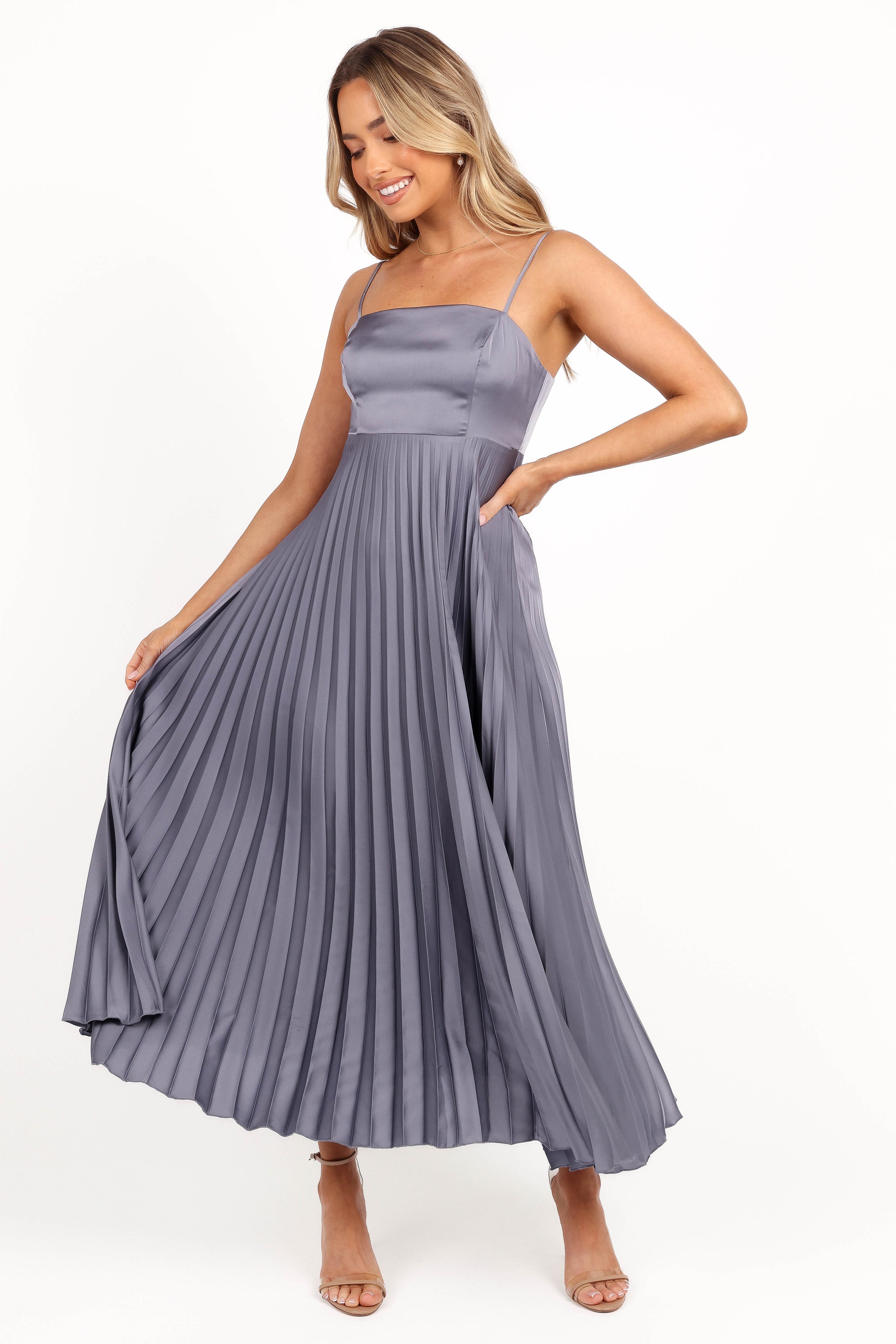 Keegan Maxi Dress - Steel Gray-Ladys Street