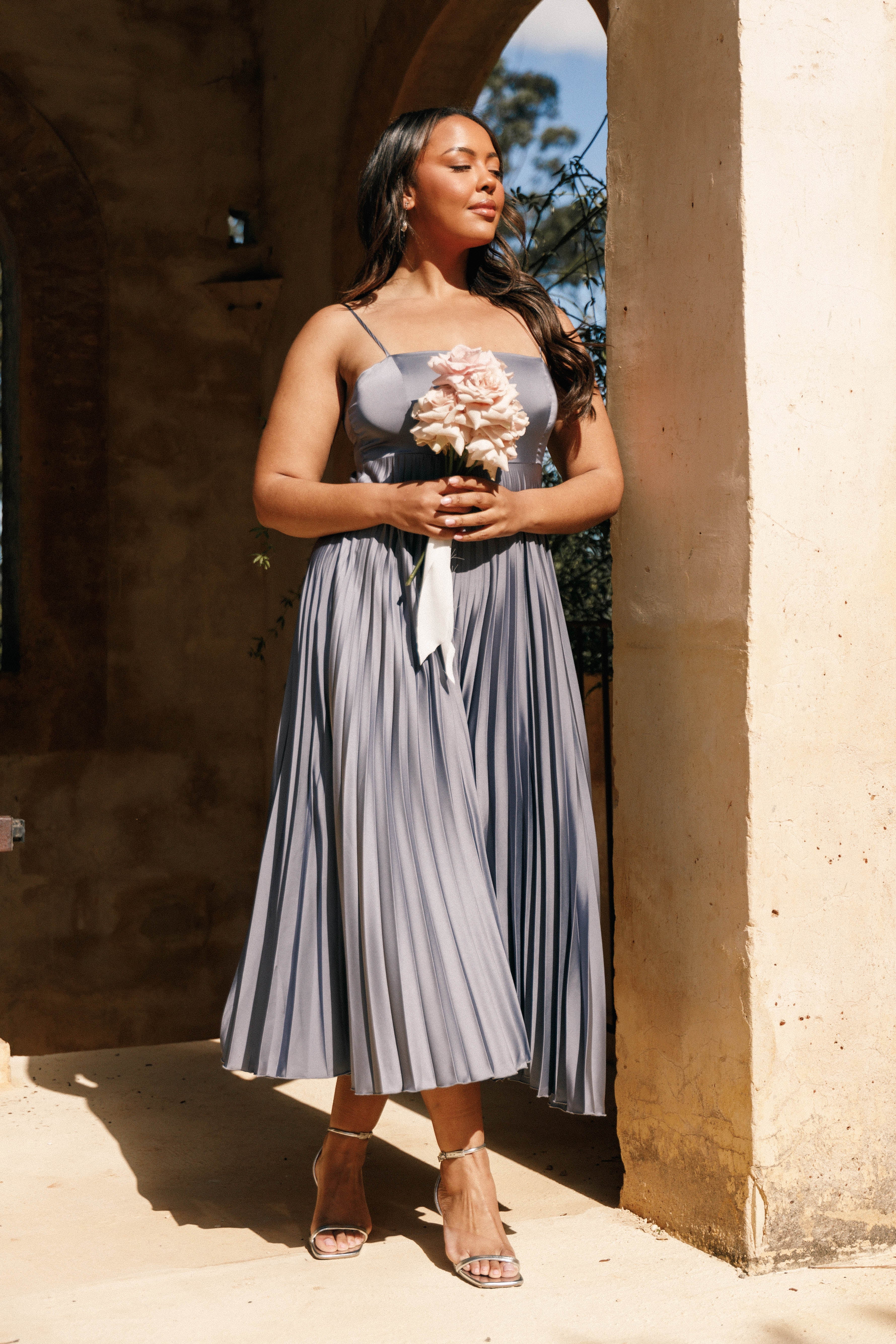 Keegan Maxi Dress - Steel Gray-Ladys Street