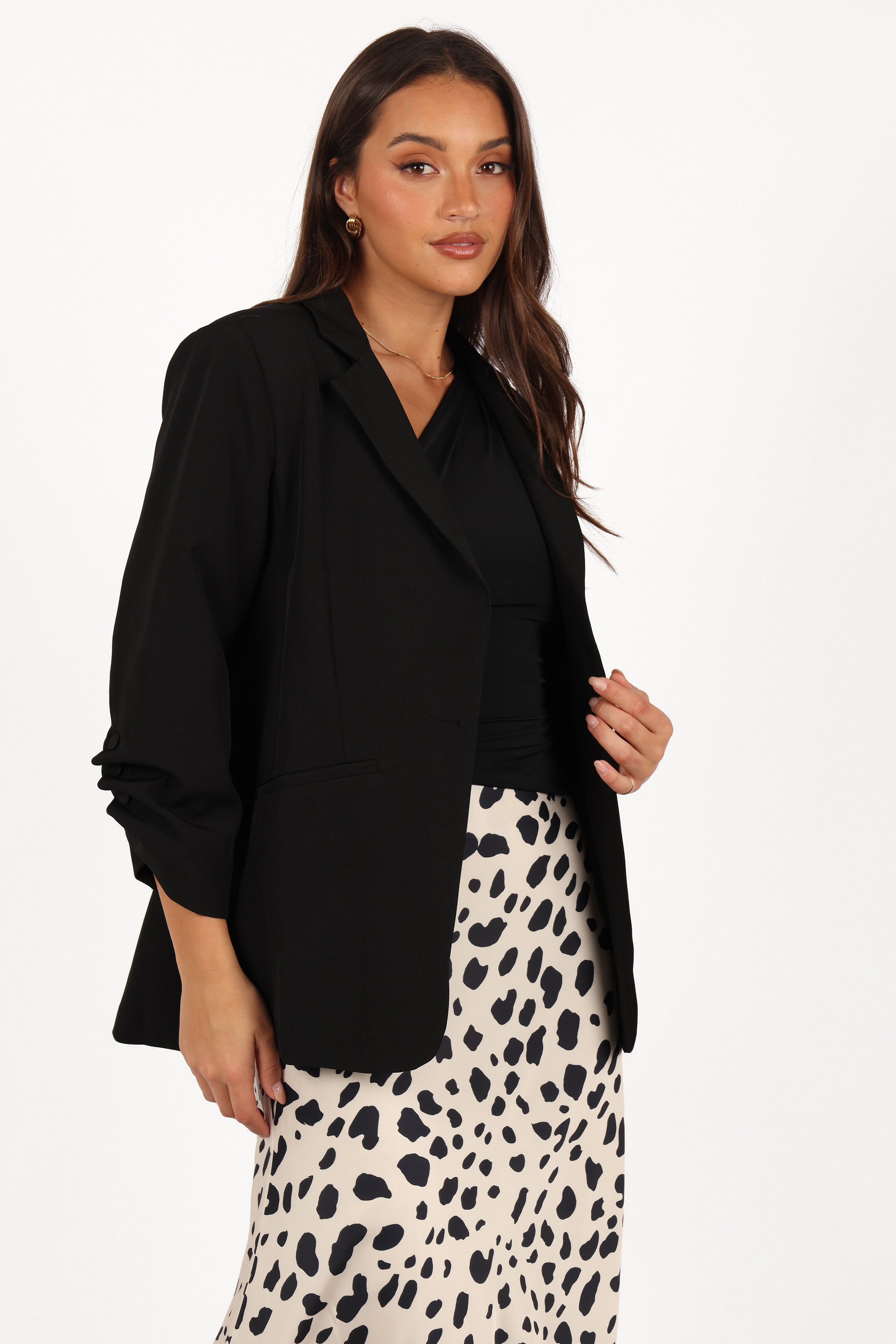 Kelby Slouch Sleeve Blazer - Black-Ladys Street