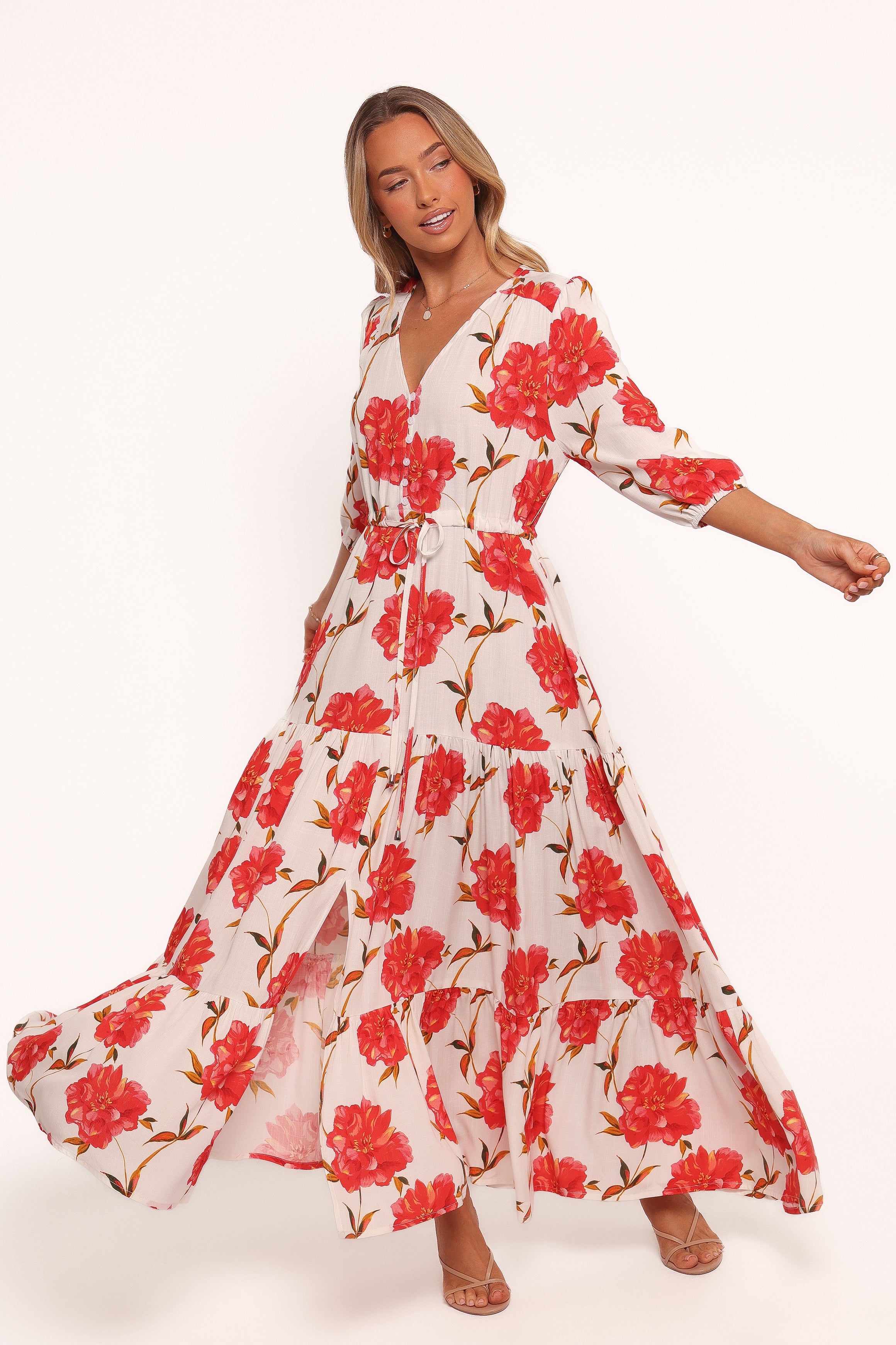 Kelda Dress - Red Floral-Ladys Street