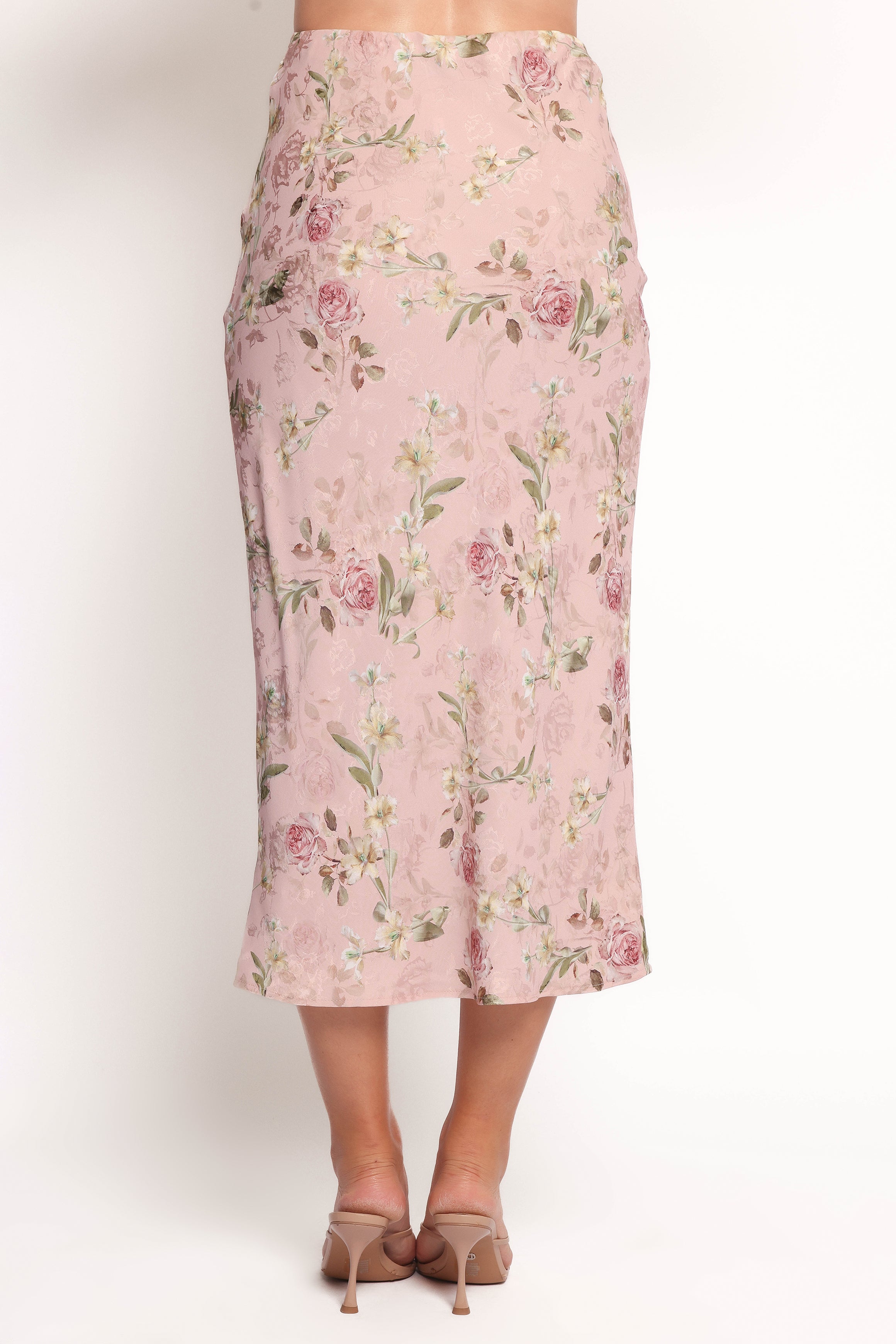 Kenna Satin Midi Skirt - Blush Rose-Ladys Street