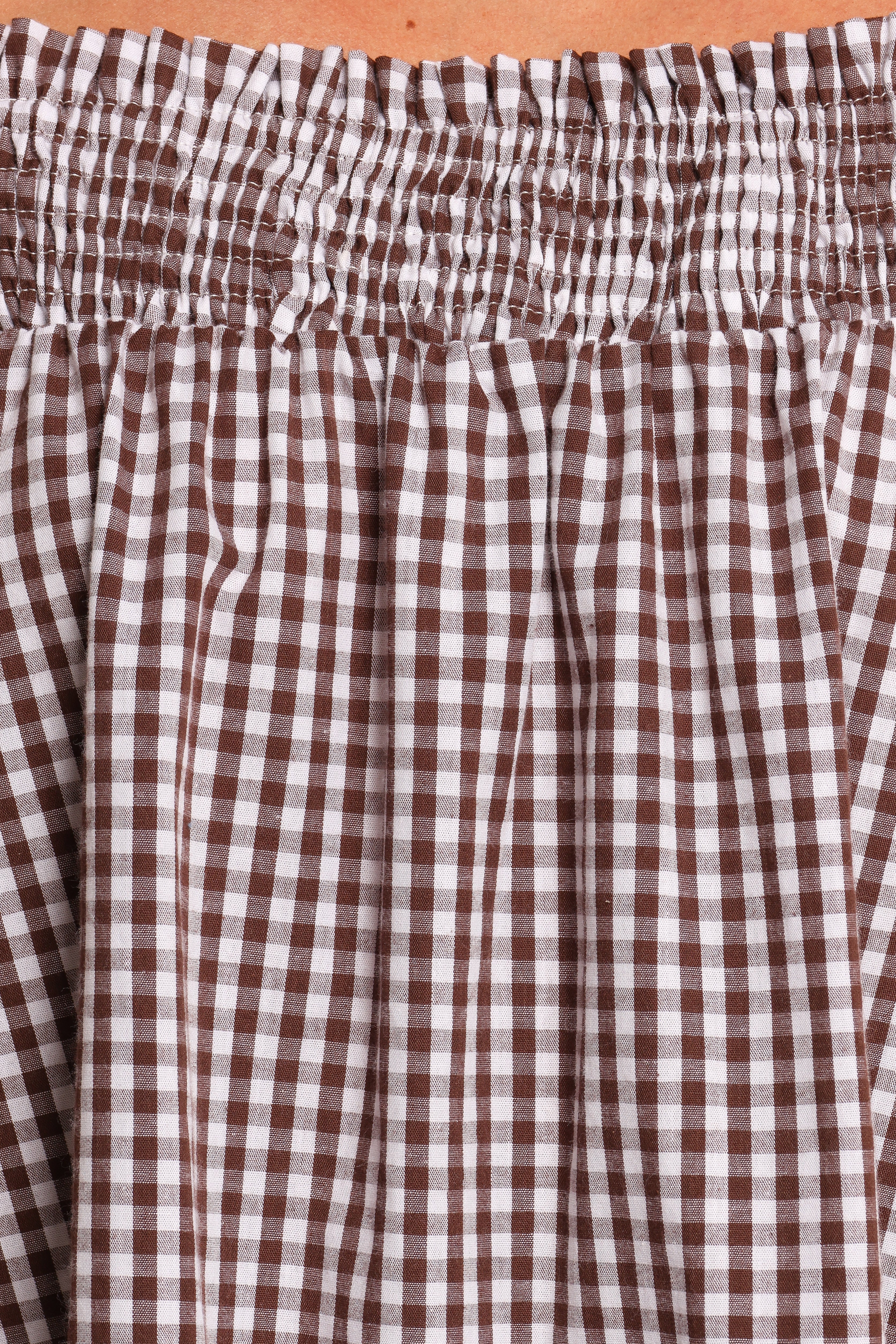 Kennedy Smock Mini Dress - Chocolate Gingham-Ladys Street