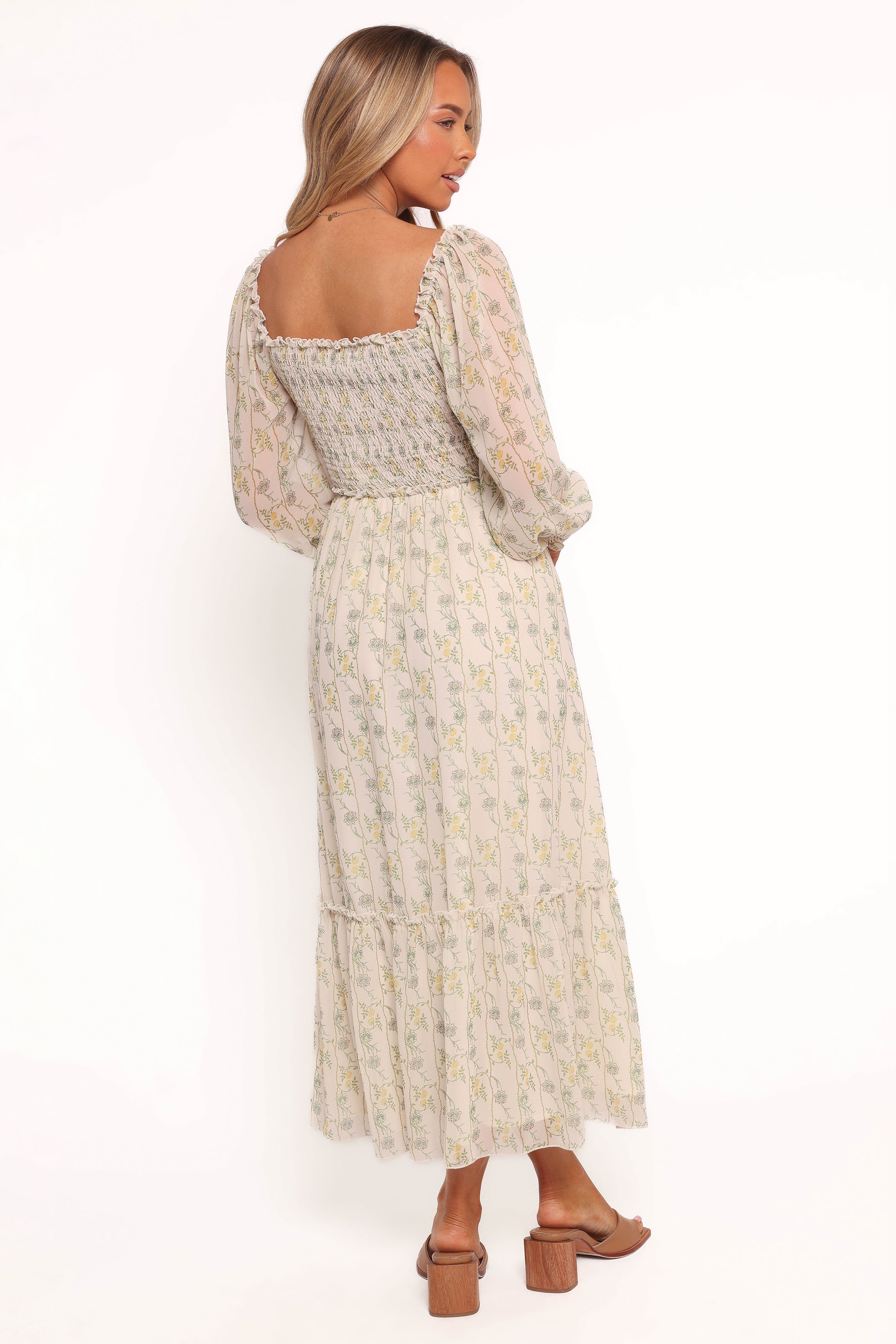 Keziah Long Sleeve Maxi Dress - Yellow Floral-Ladys Street