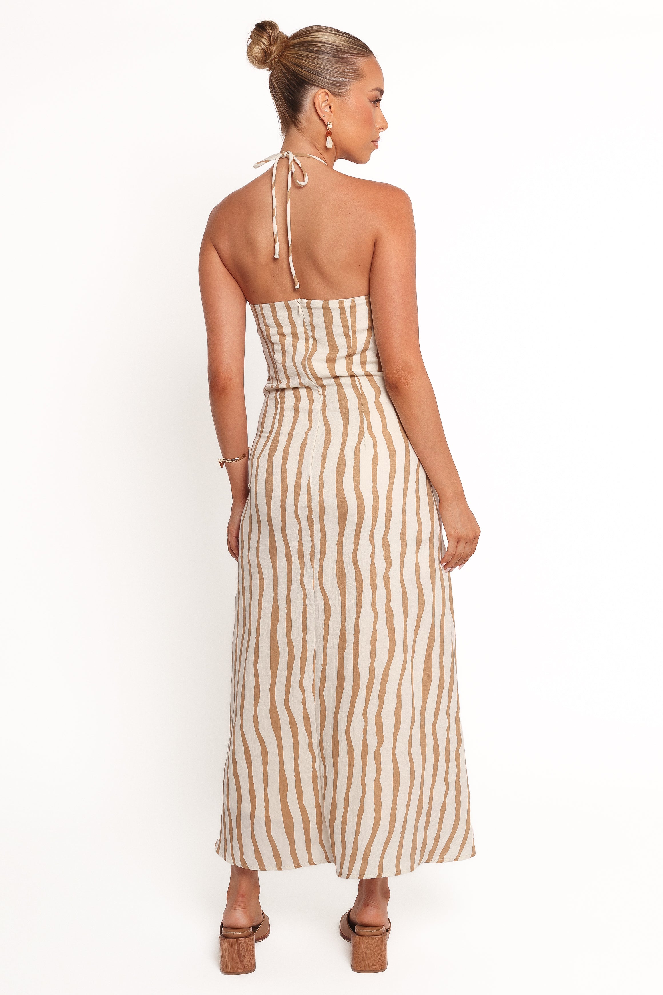 Kim Halter Maxi Dress - Tan Stripe-Ladys Street