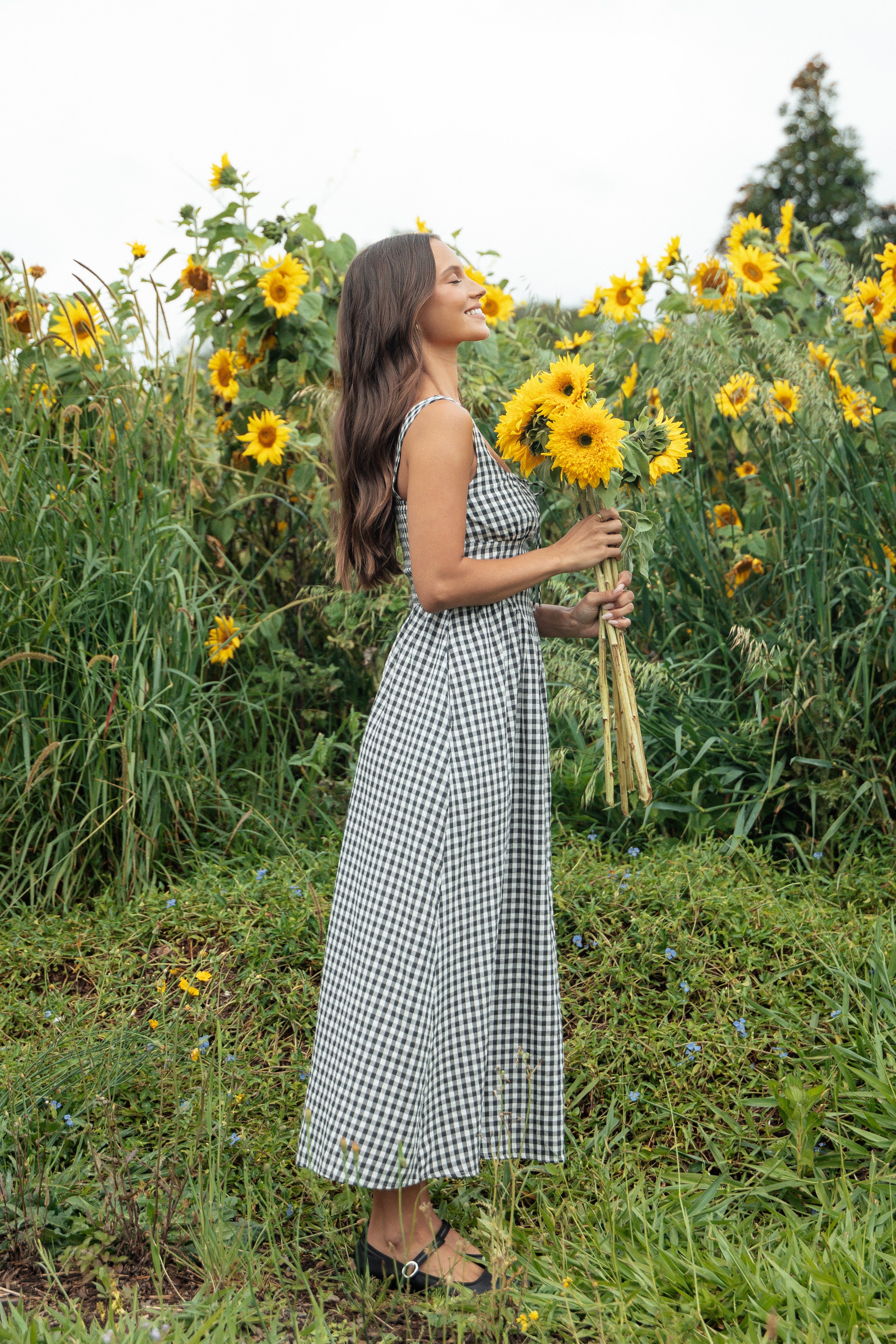 Kinslee Midi Dress - Black Gingham-Ladys Street