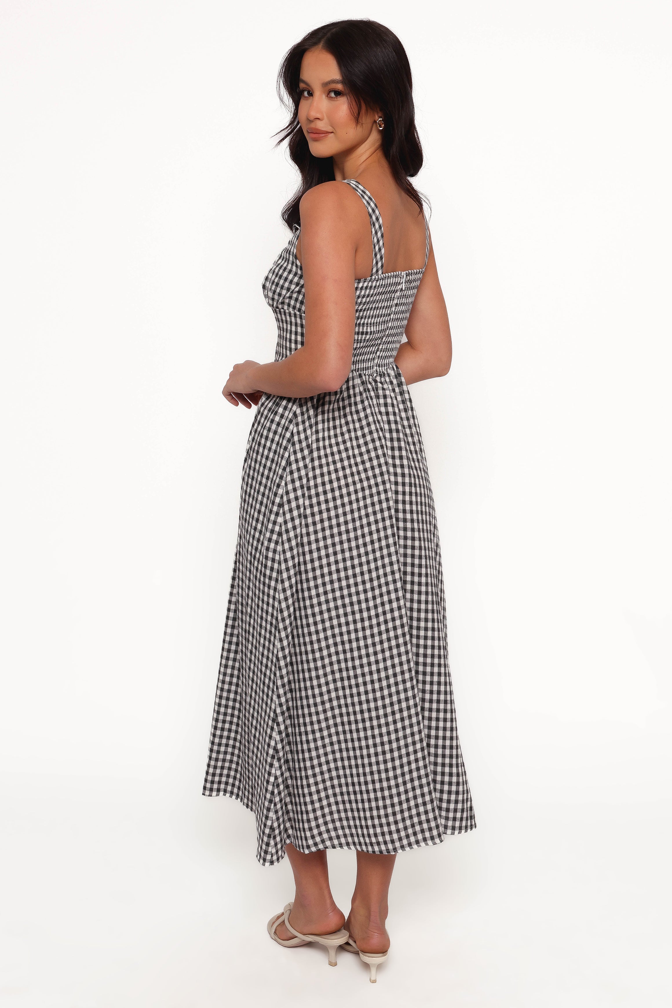 Kinslee Midi Dress - Black Gingham-Ladys Street