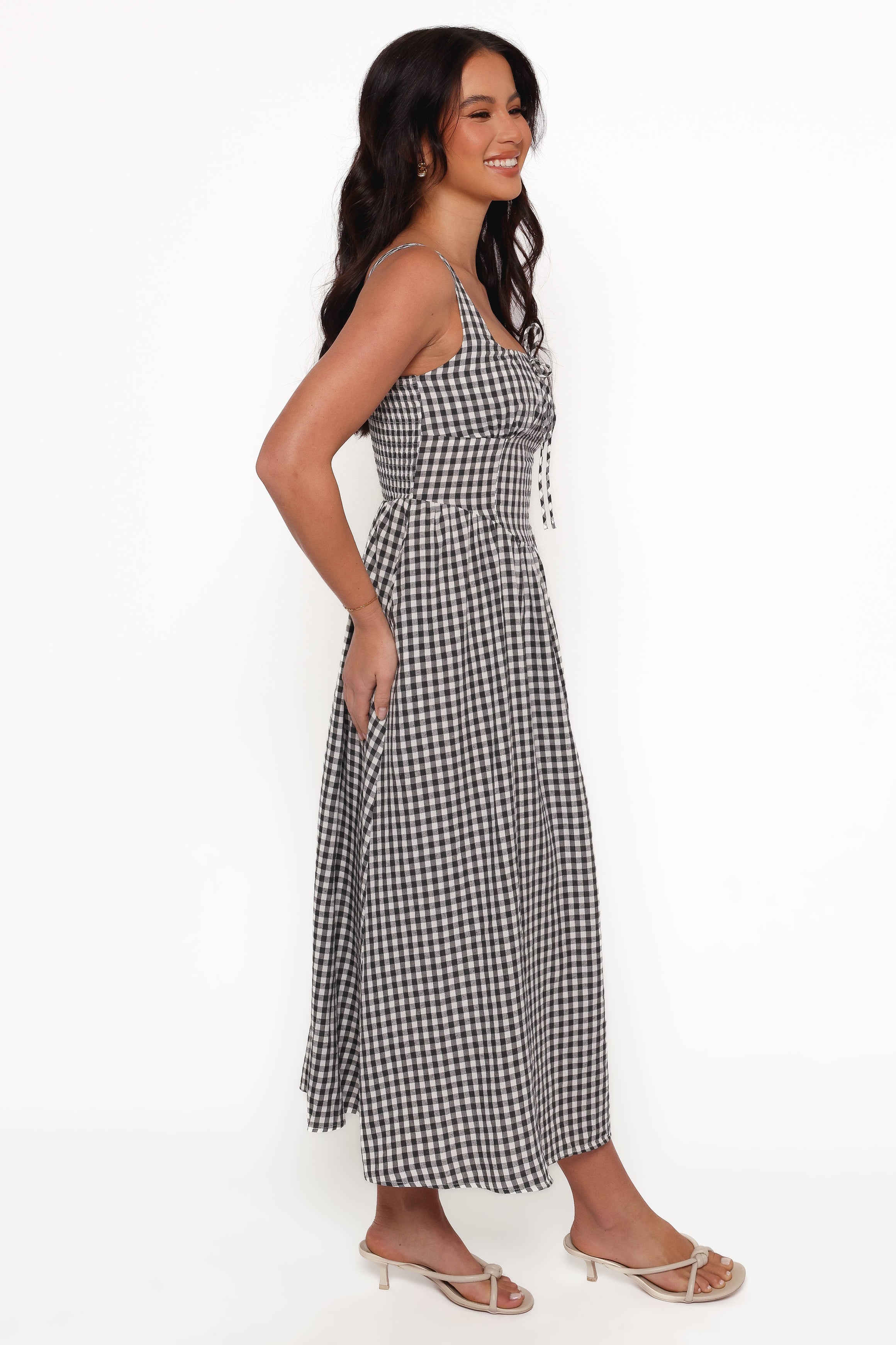 Kinslee Midi Dress - Black Gingham-Ladys Street