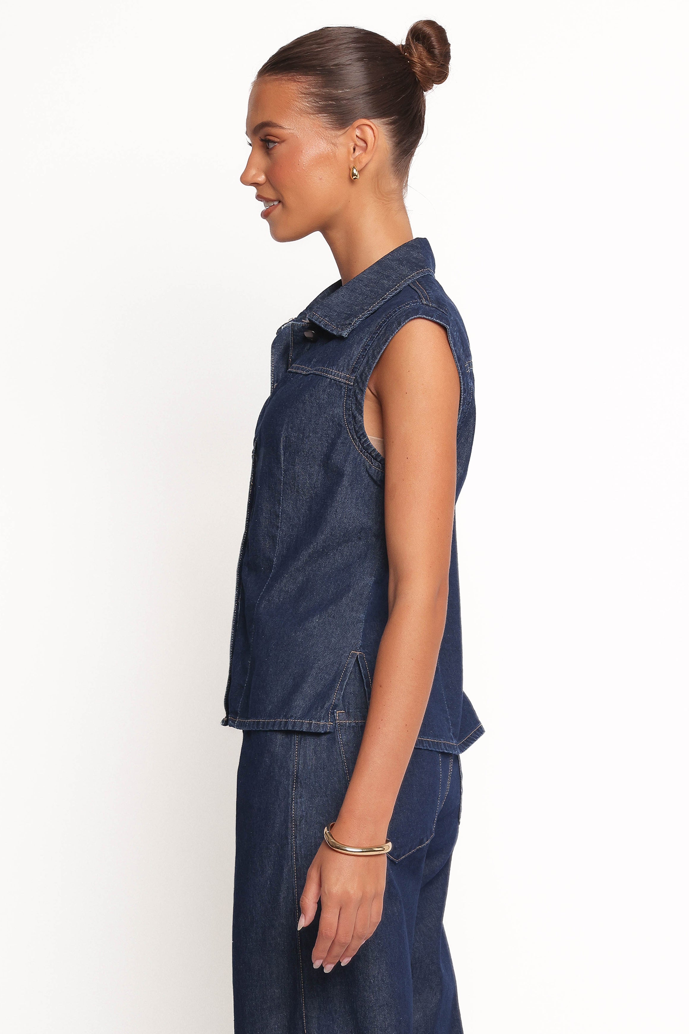 Kirie Denim Top - Indigo-Ladys Street