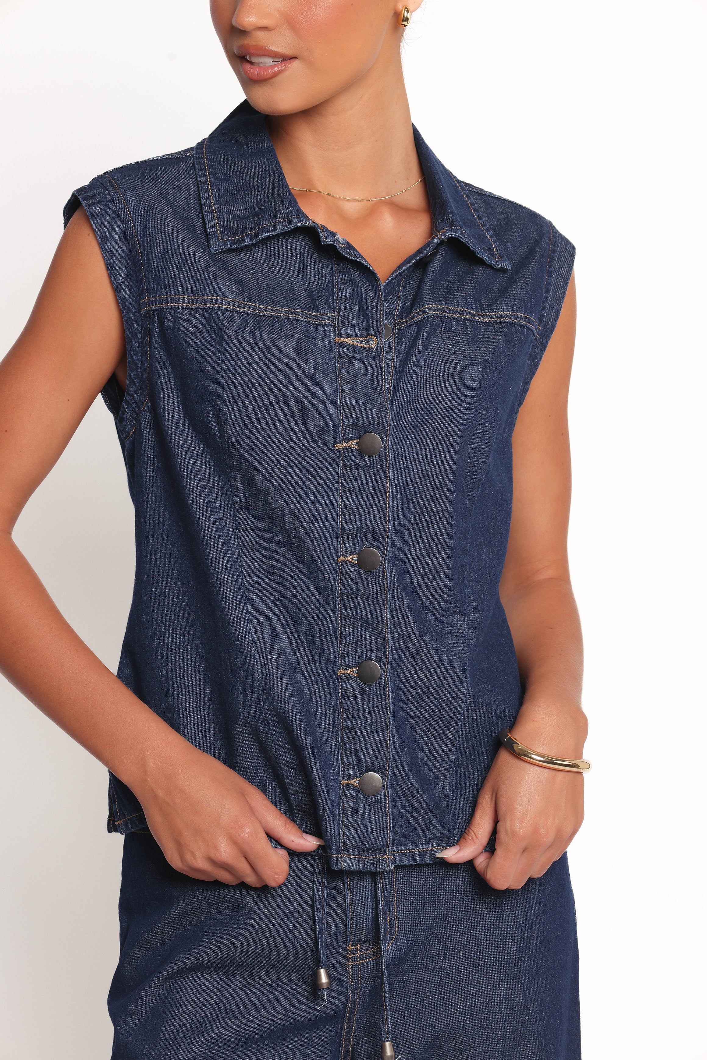Kirie Denim Top - Indigo-Ladys Street