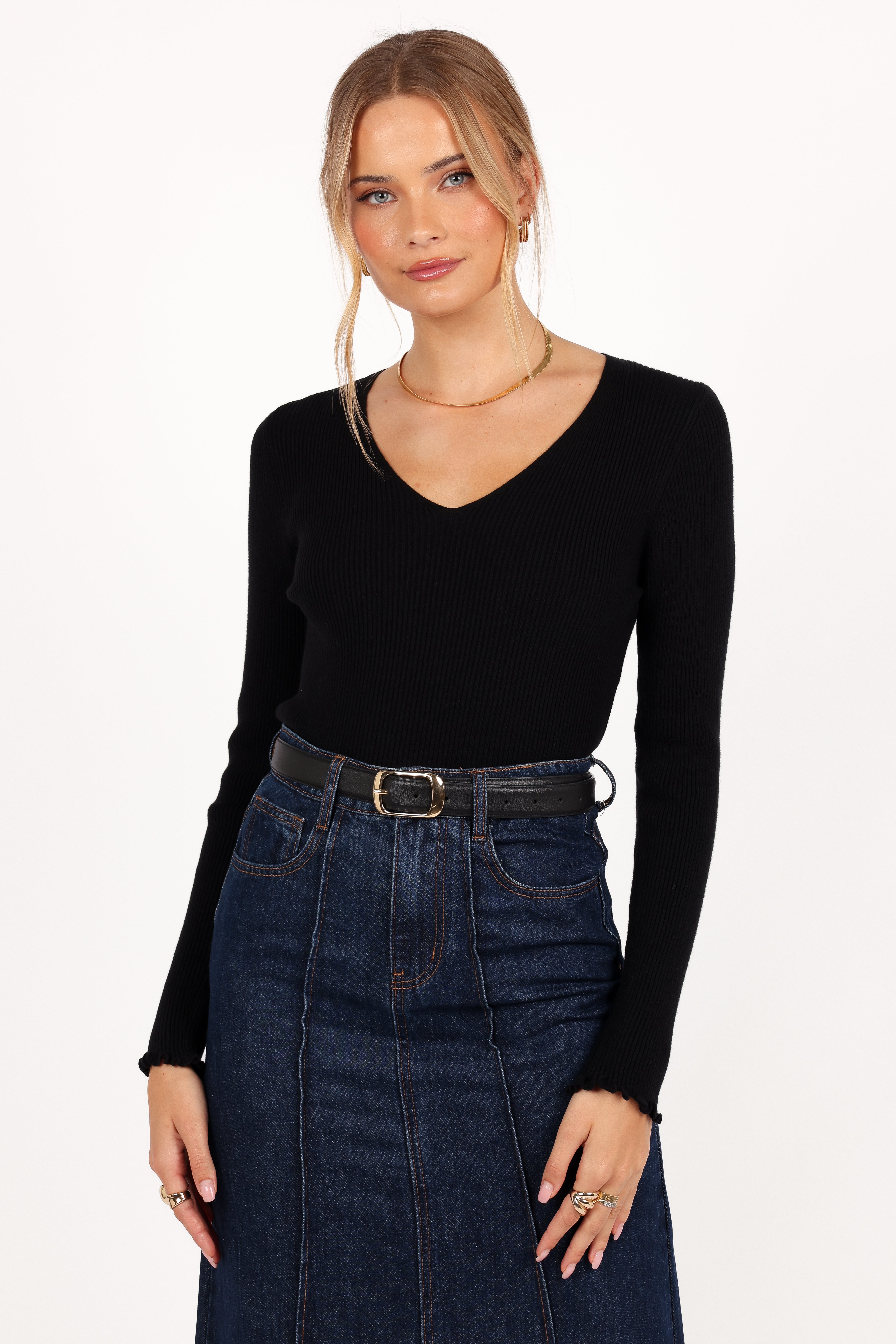 Kirsten Knit Top - Black-Ladys Street