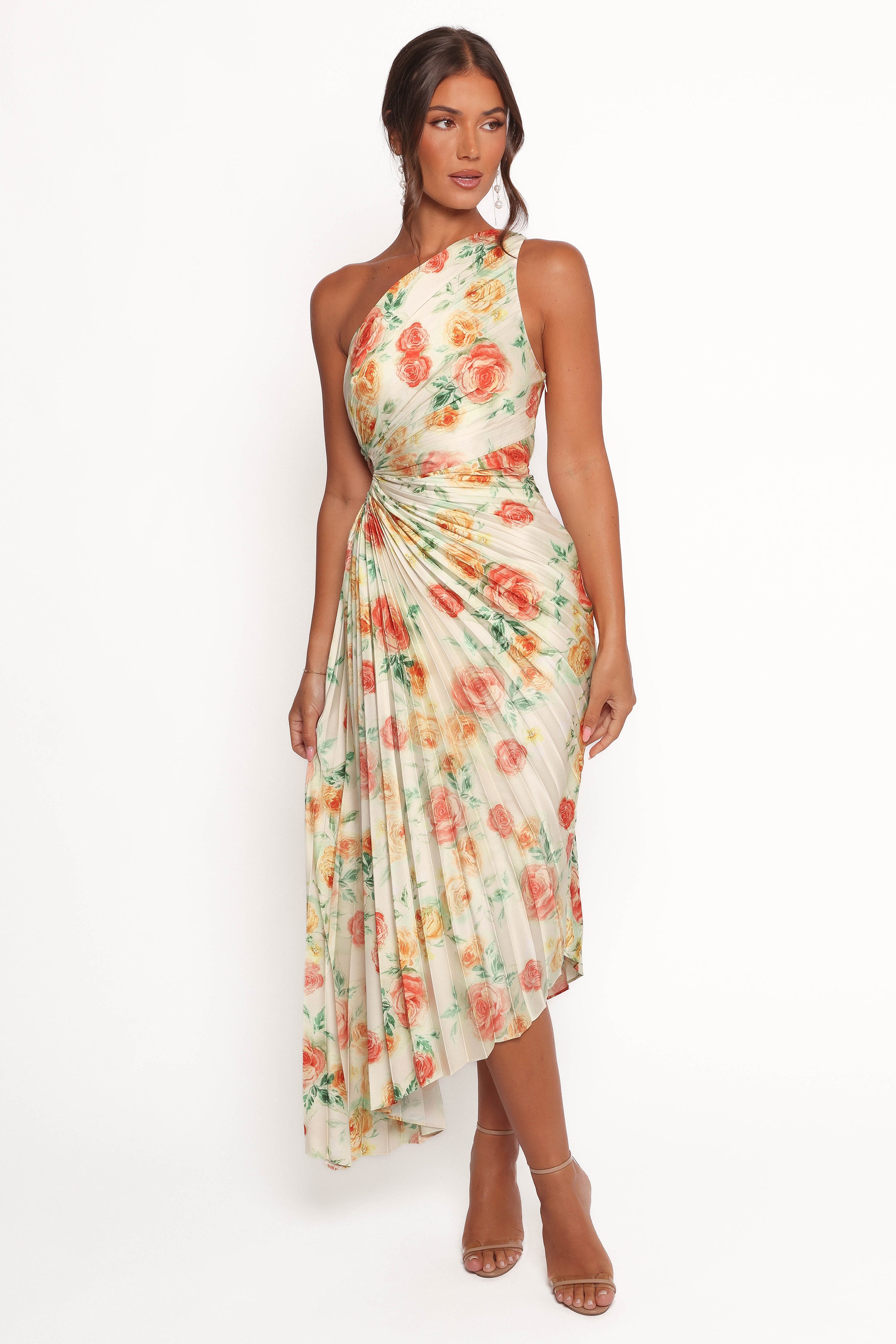 Kleo One Shoulder Maxi Dress - Yellow Floral-Ladys Street