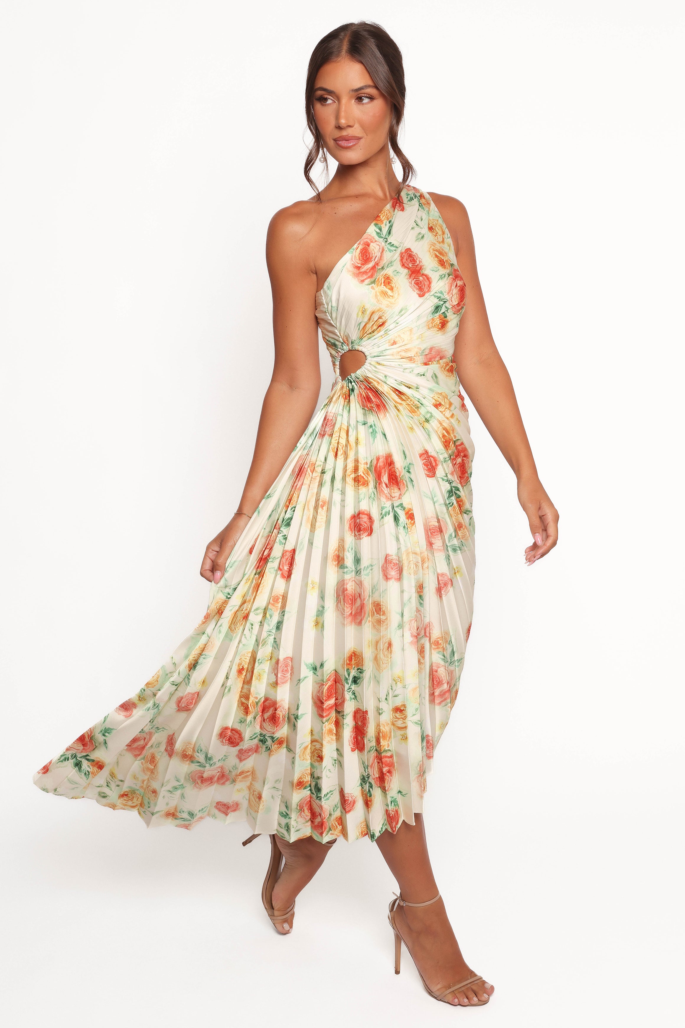Kleo One Shoulder Maxi Dress - Yellow Floral-Ladys Street