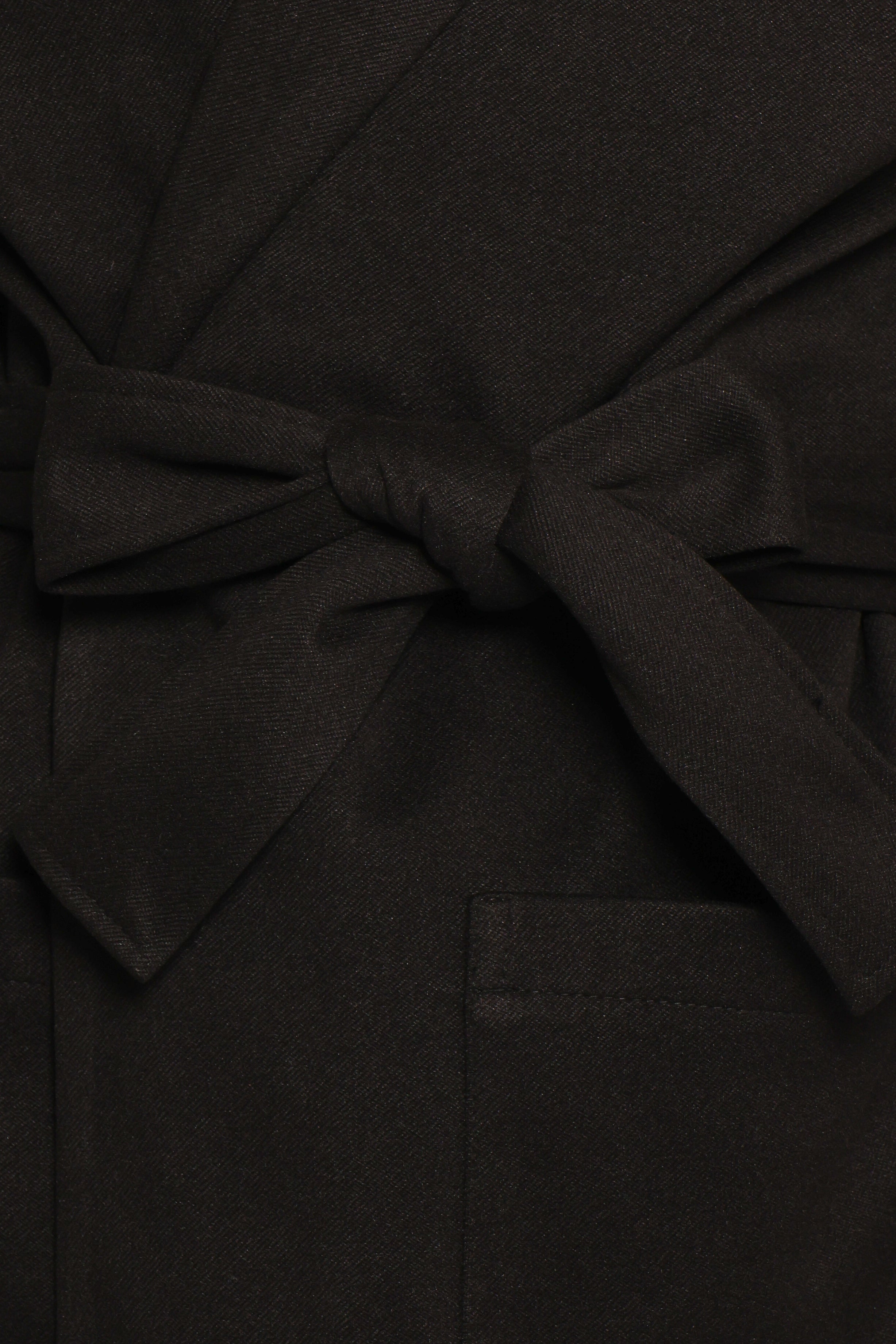 Kloss Tie Front Long Coat - Black-Ladys Street