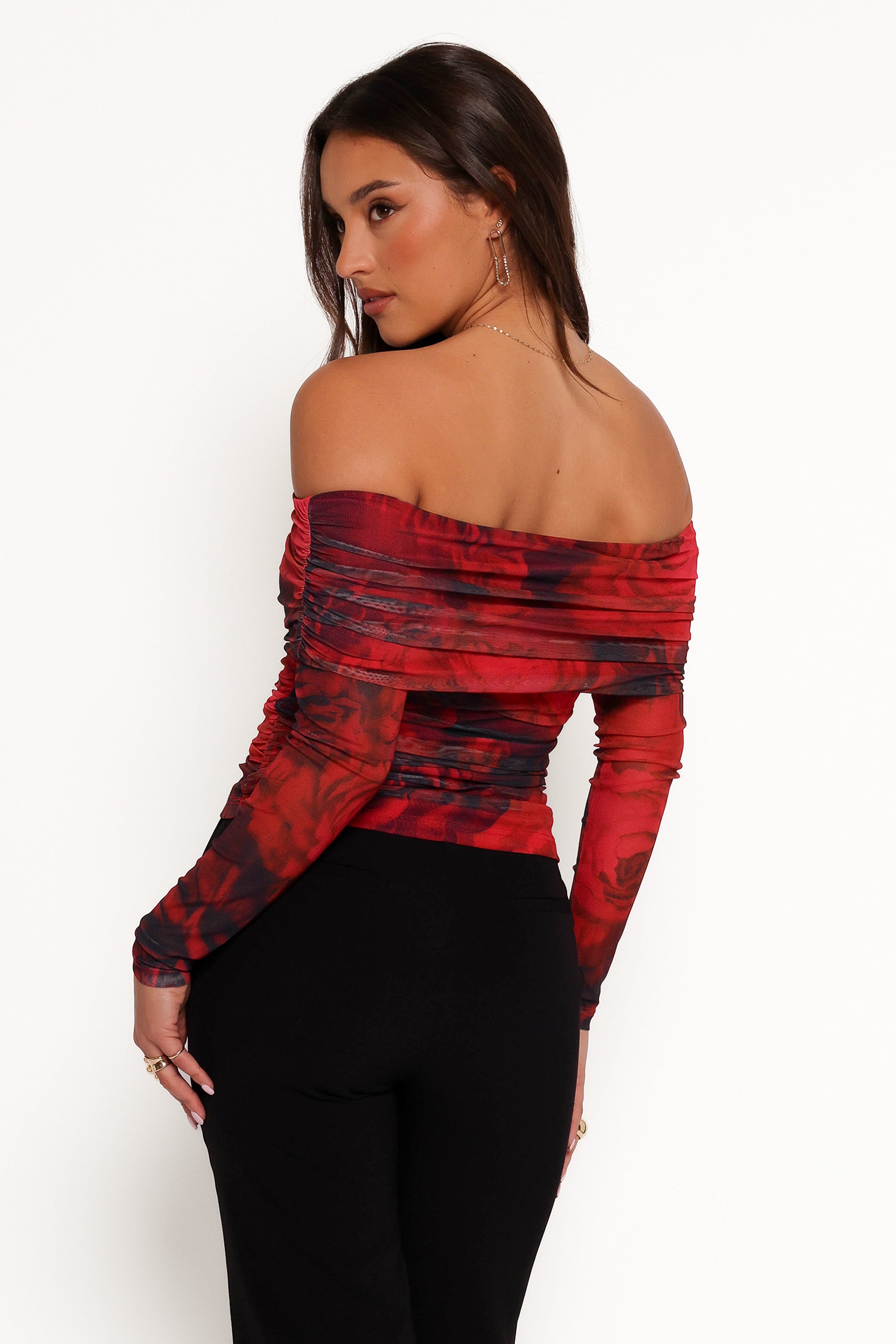 Koa Off Shoulder Top - Rose Print-Ladys Street