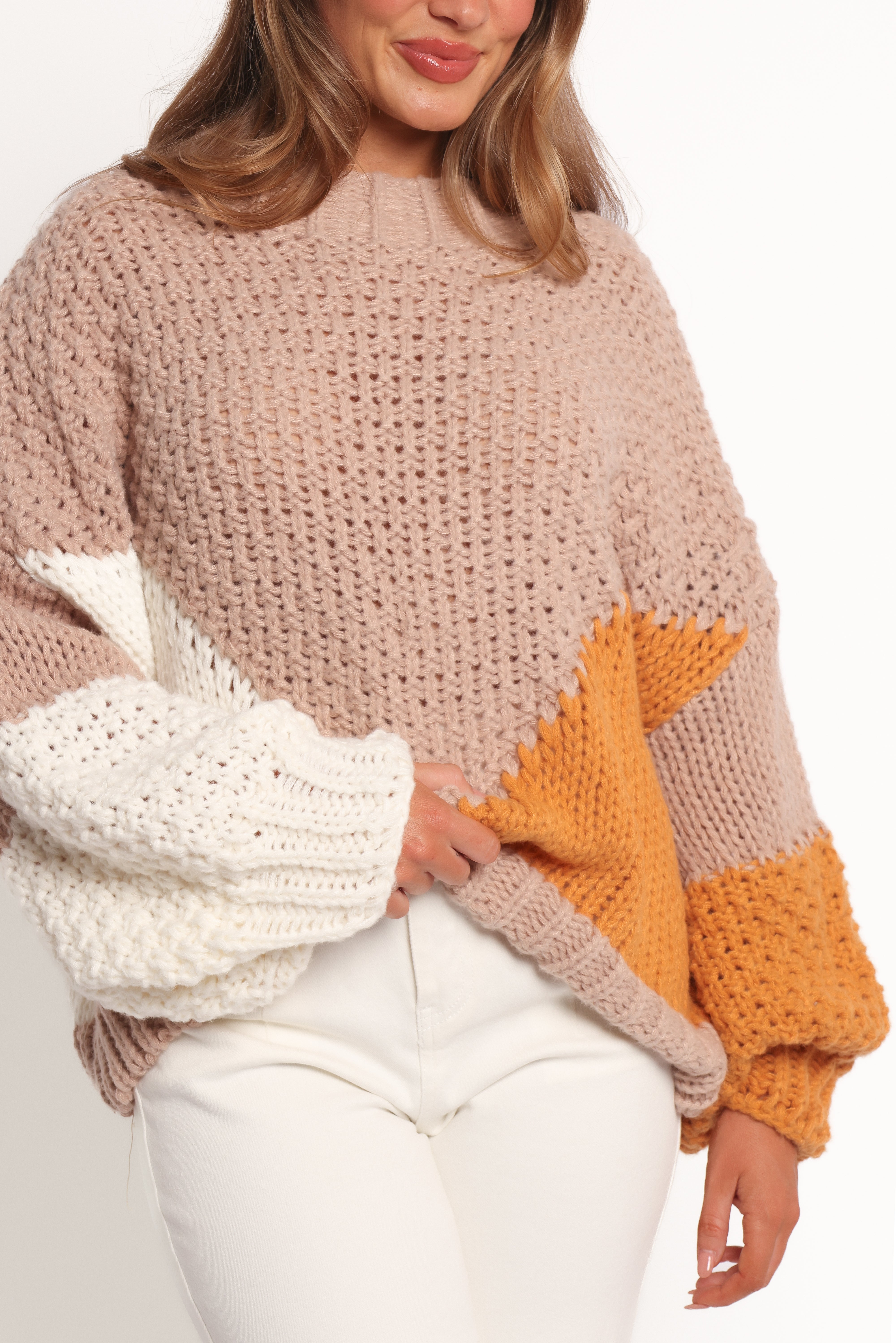 Koda Pattern Knit Sweater - Beige Multi-Ladys Street
