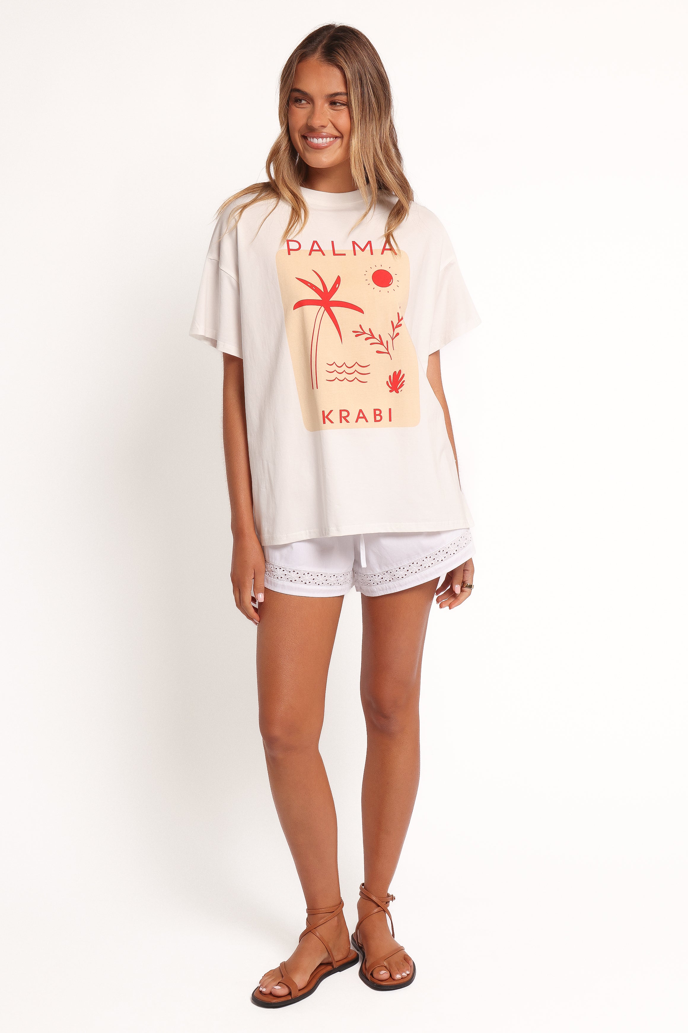 Krabi Beach Graphic Tee - White-Ladys Street