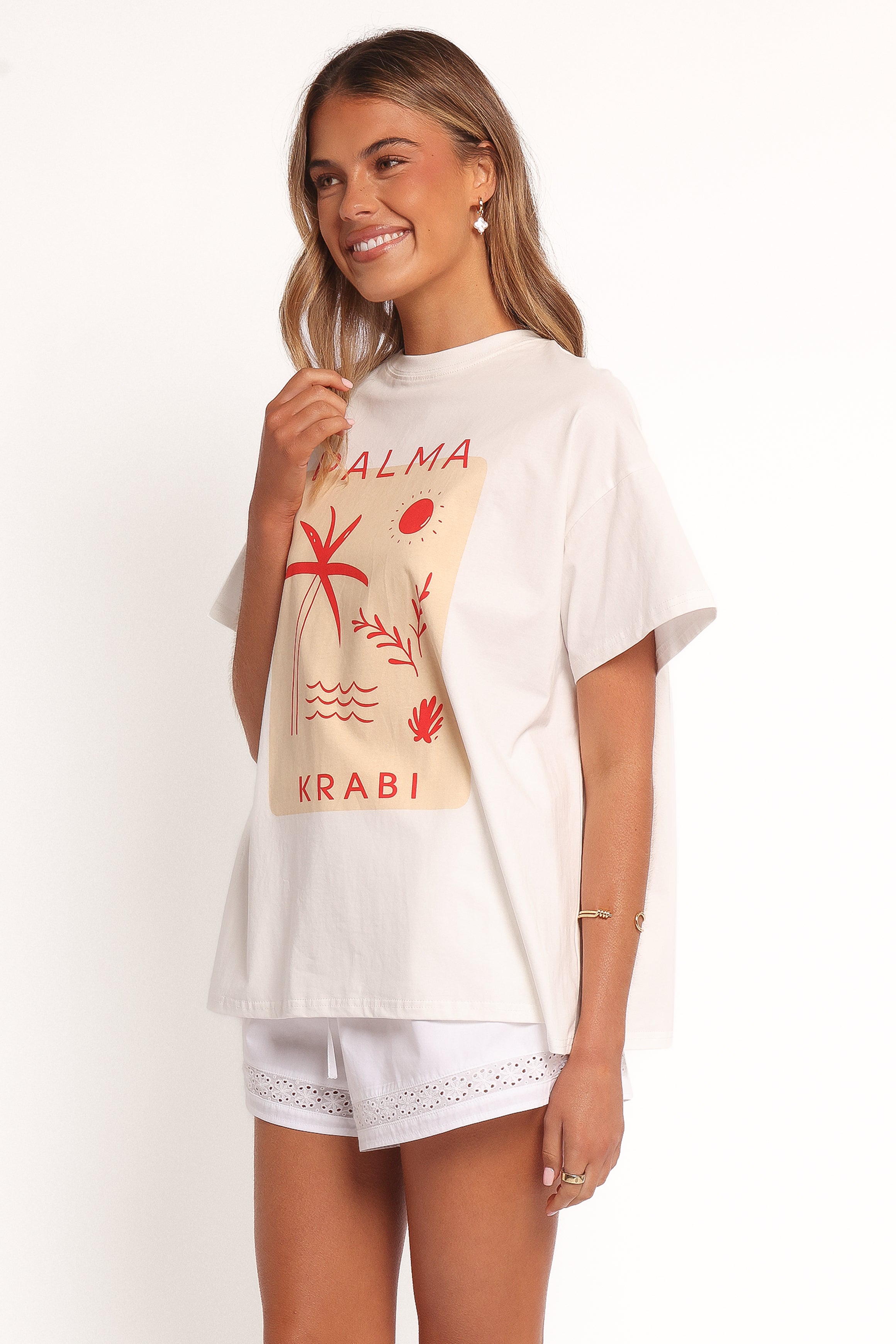 Krabi Beach Graphic Tee - White-Ladys Street