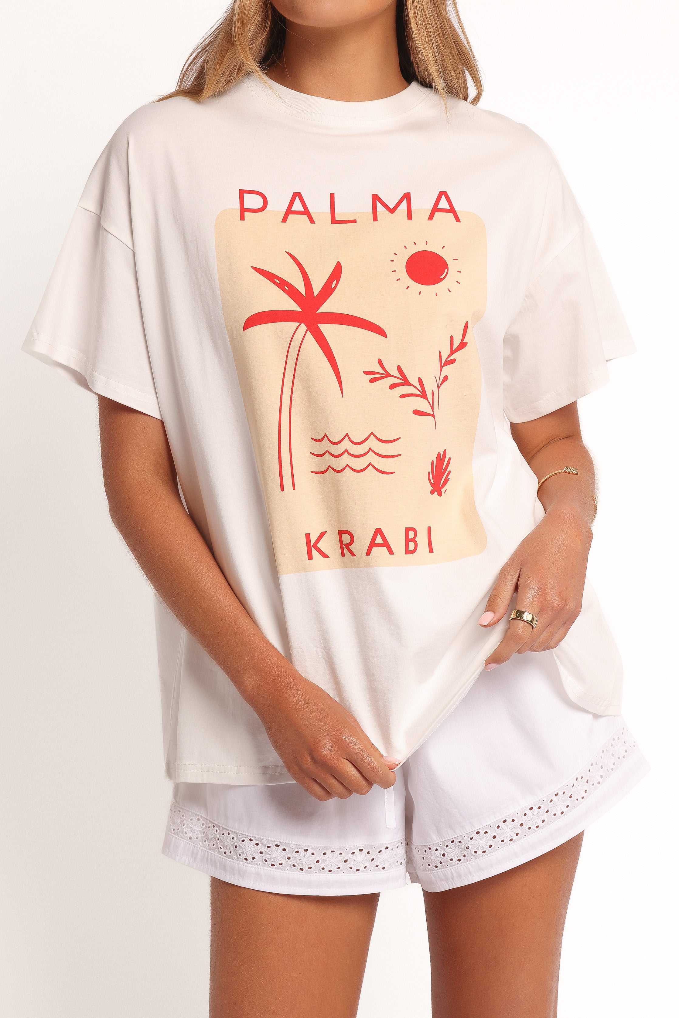 Krabi Beach Graphic Tee - White-Ladys Street