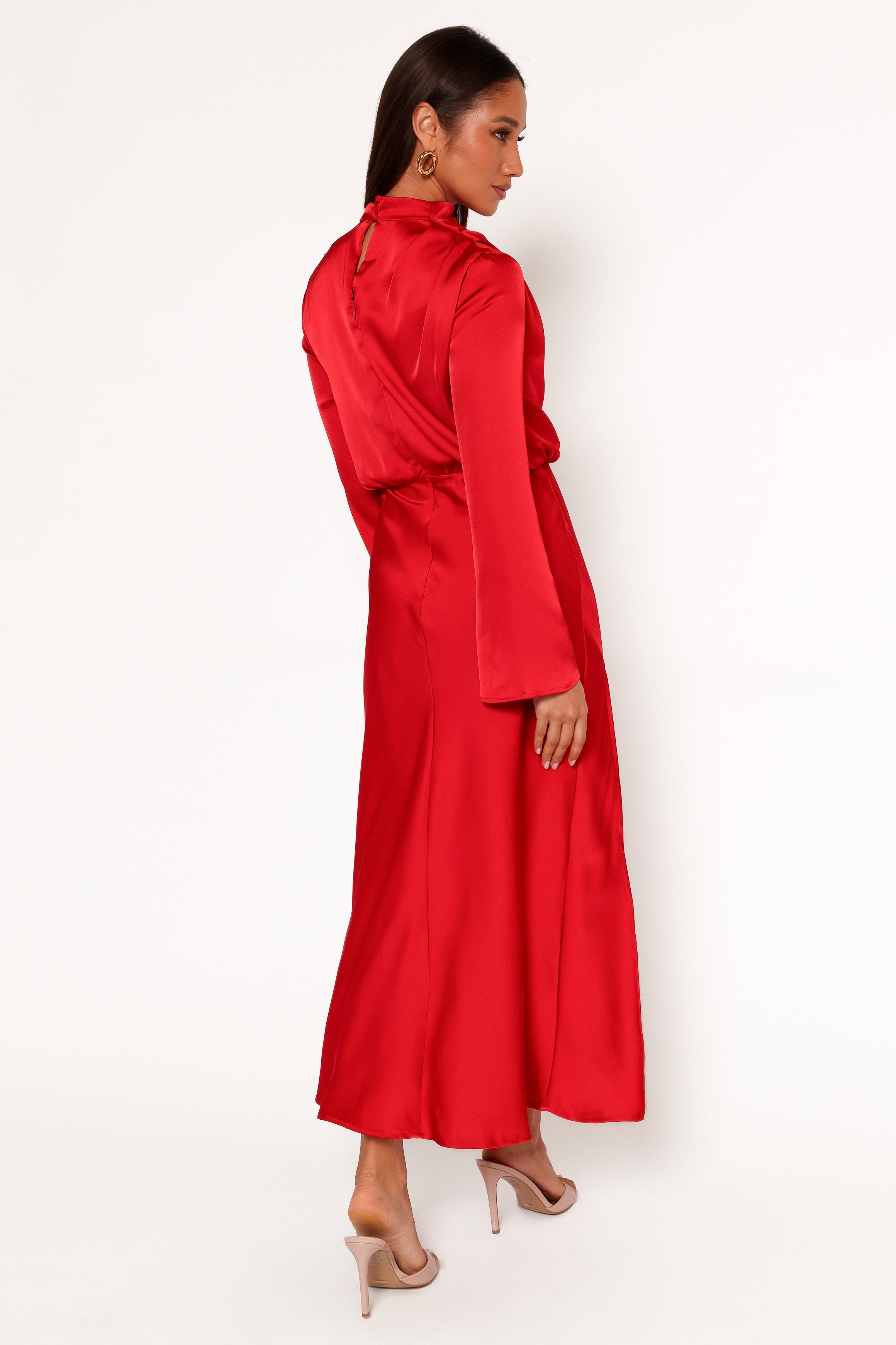 Kristyn Long Sleeve Midi Dress - Red-Ladys Street