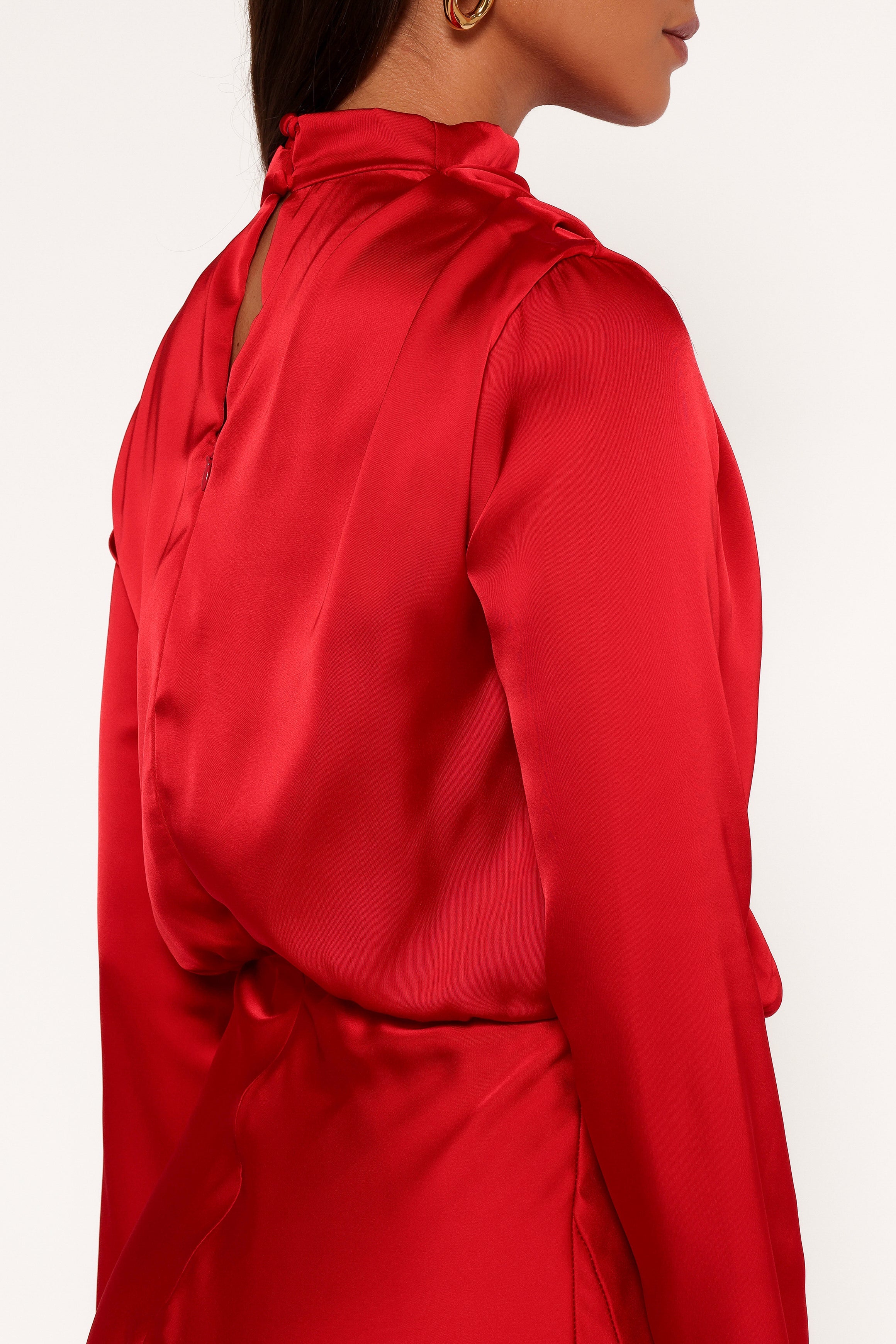 Kristyn Long Sleeve Midi Dress - Red-Ladys Street