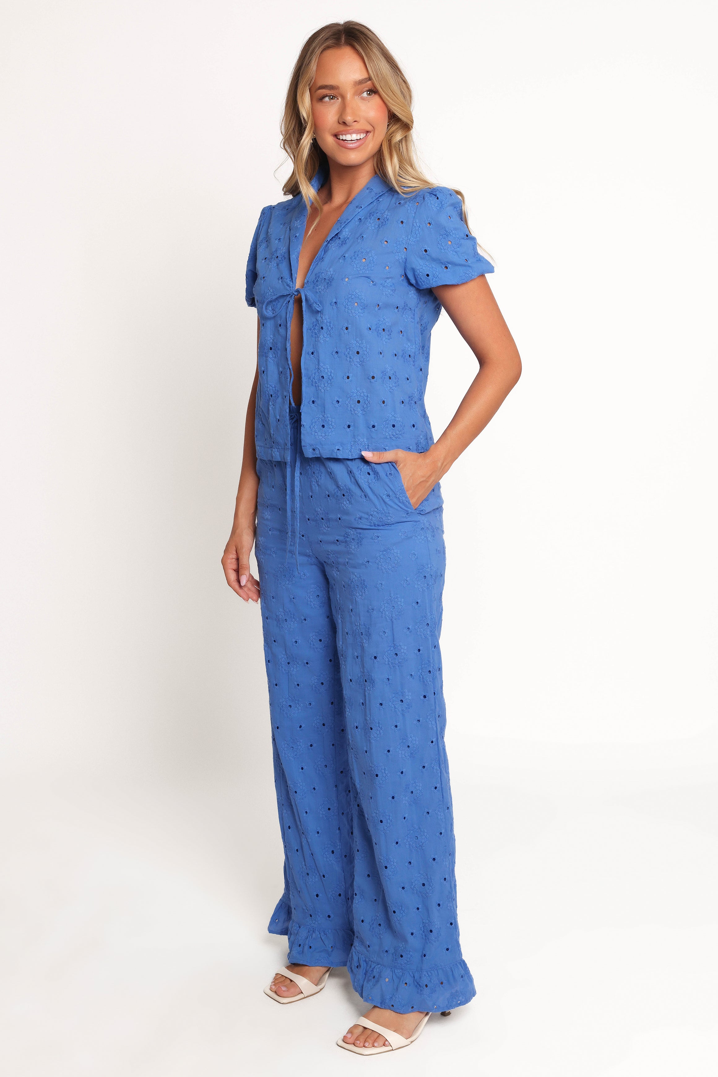 Katya Embroidered Pants - Cobalt-Ladys Street