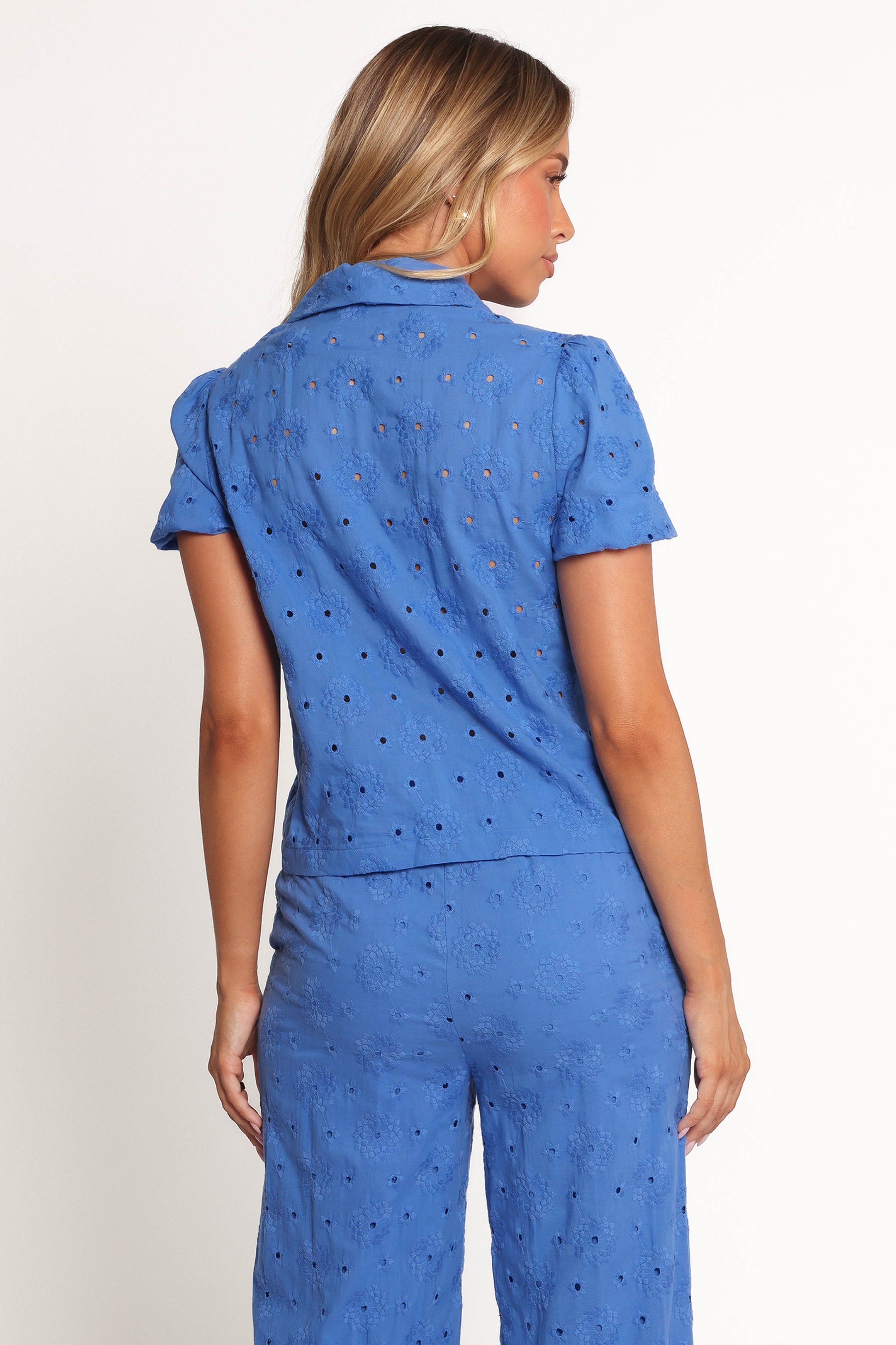 Ksenia Embroidered Tie Top - Cobalt-Ladys Street
