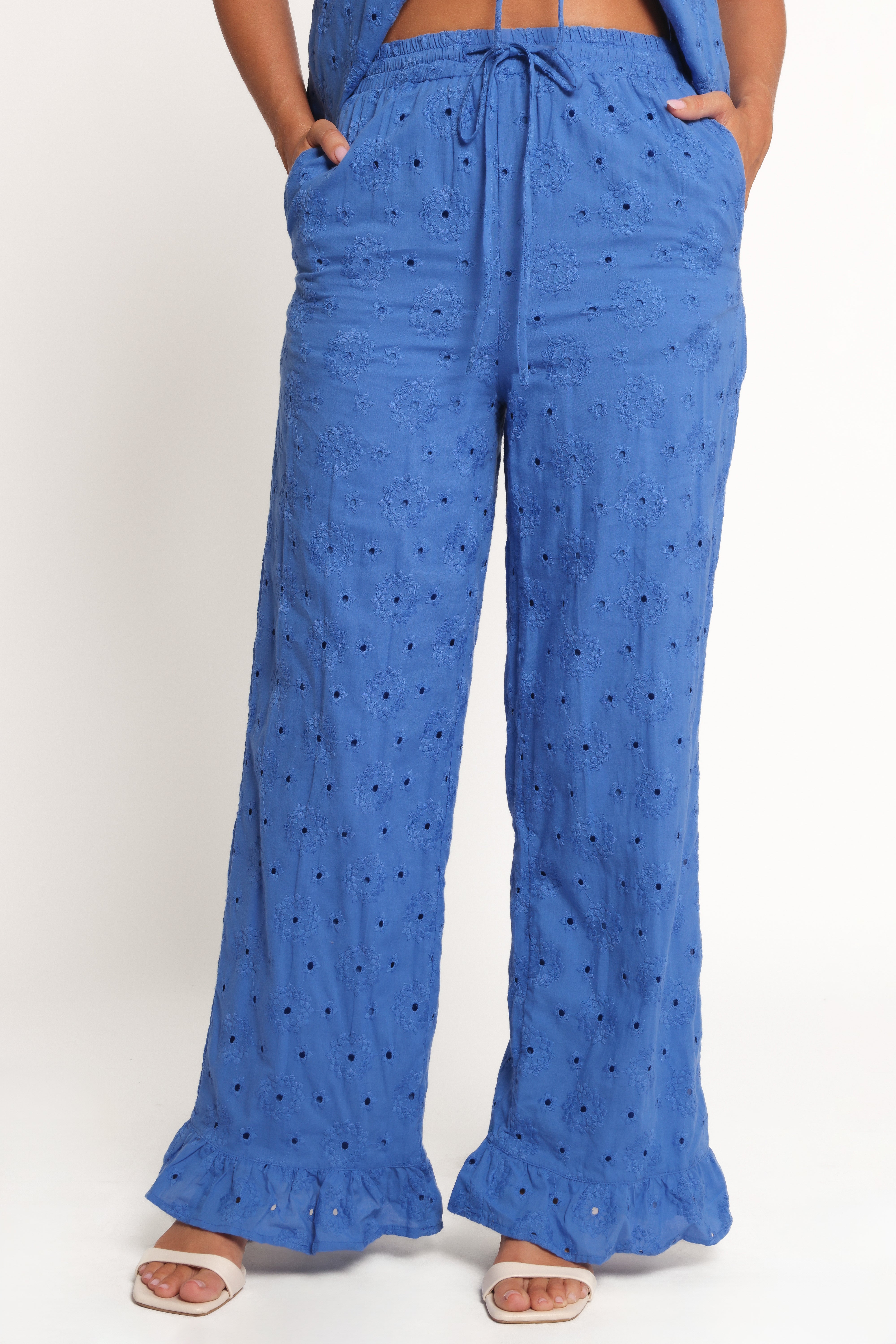 Katya Embroidered Pants - Cobalt-Ladys Street