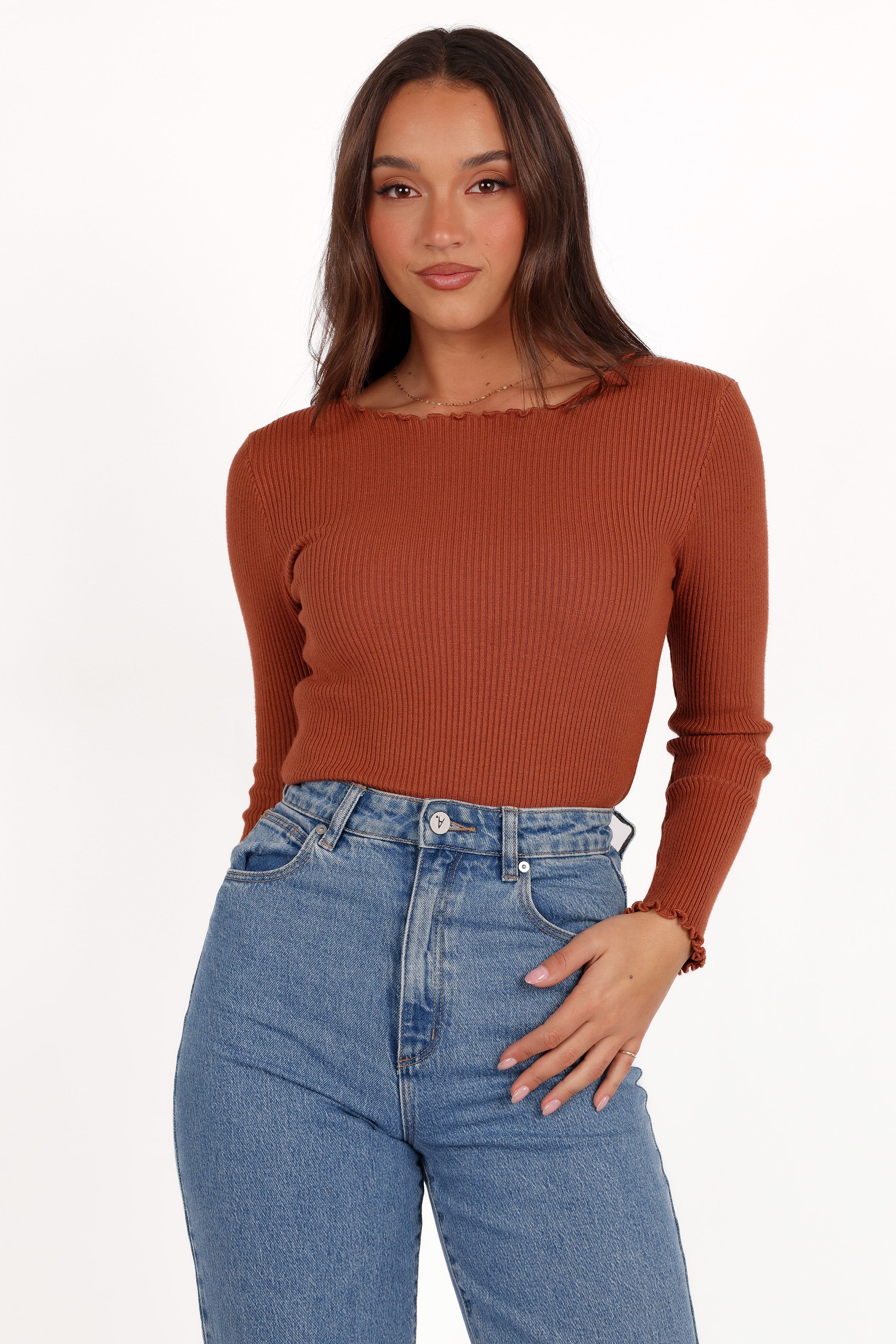 Kya Knit Top - Rust-Ladys Street