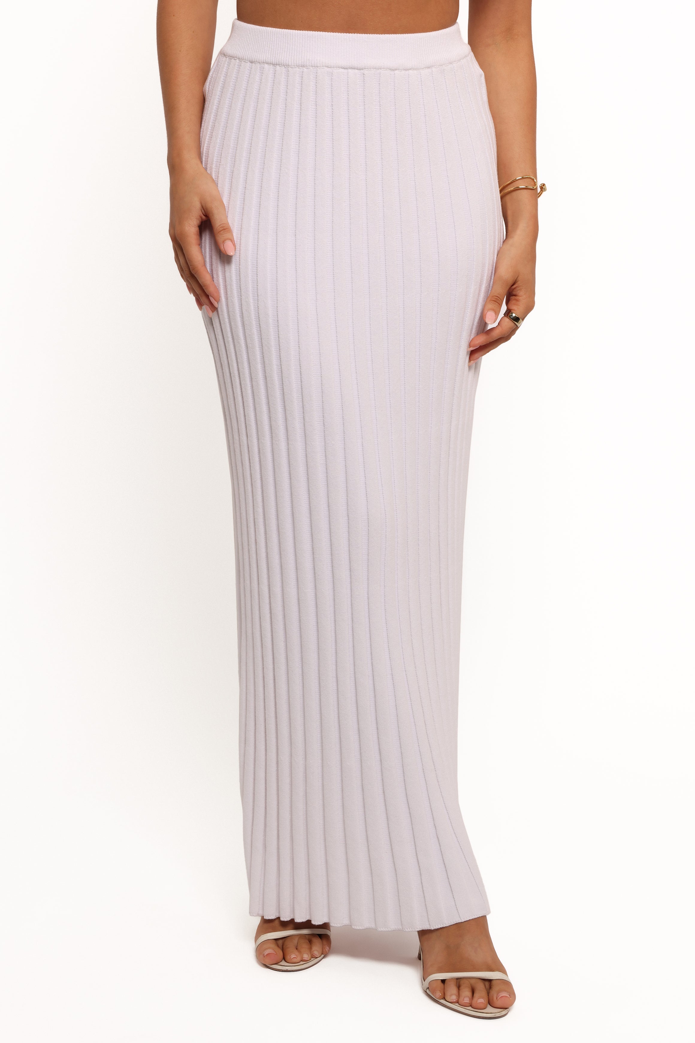 Kya Ribbed Knit Maxi Skirt - White-Ladys Street