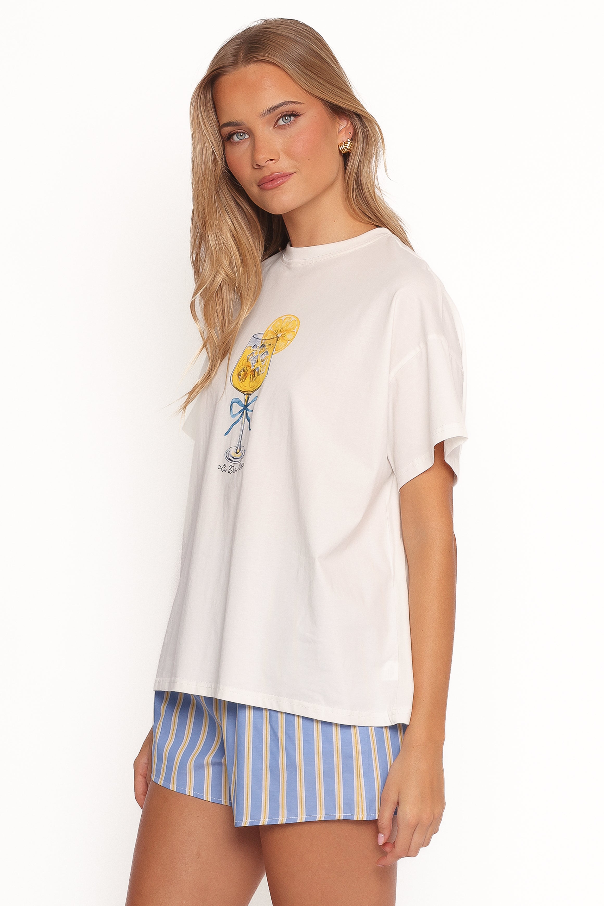 La Dolce Vita Short Set - White Blue-Ladys Street