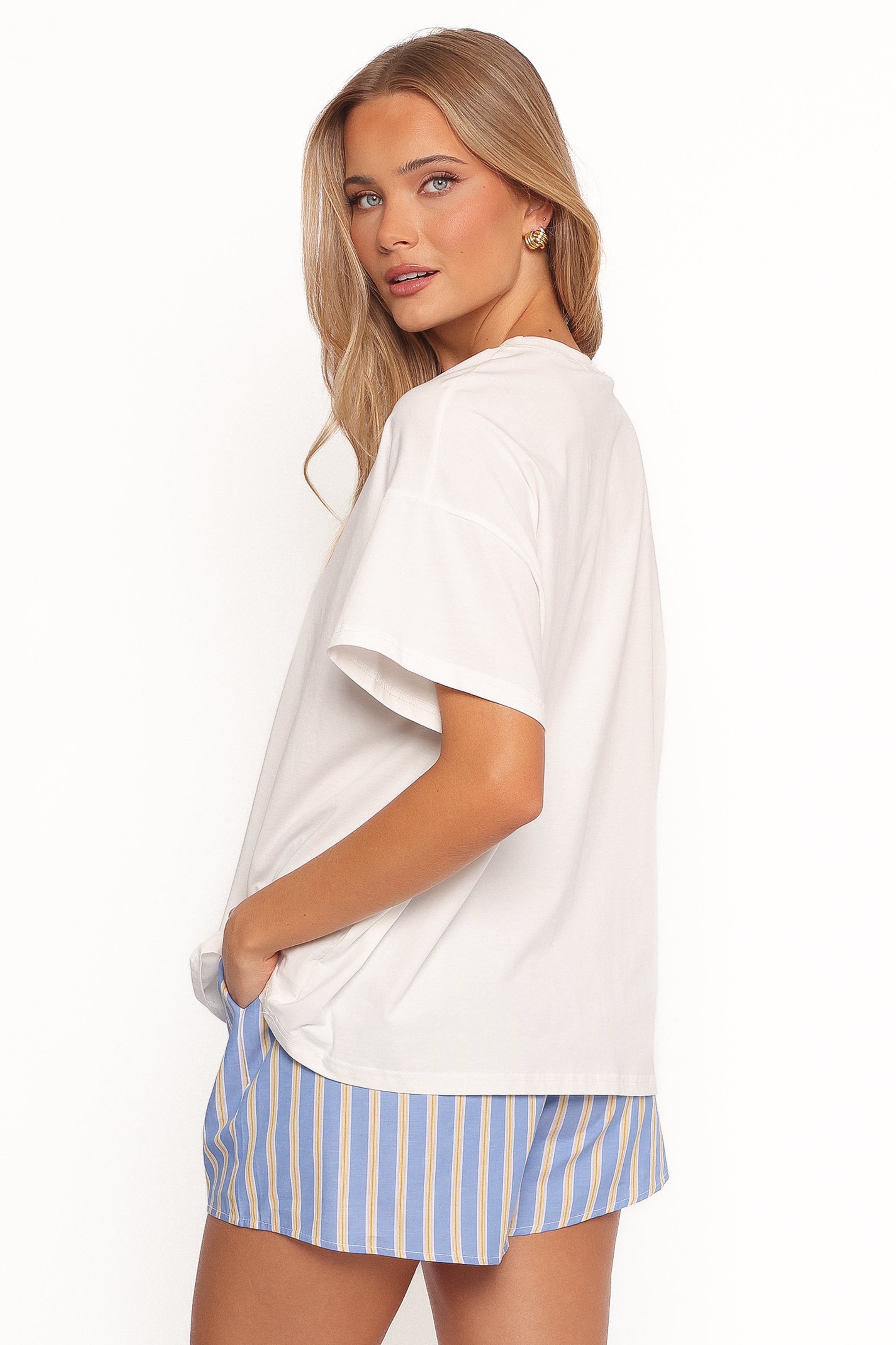 La Dolce Vita Short Set - White Blue-Ladys Street