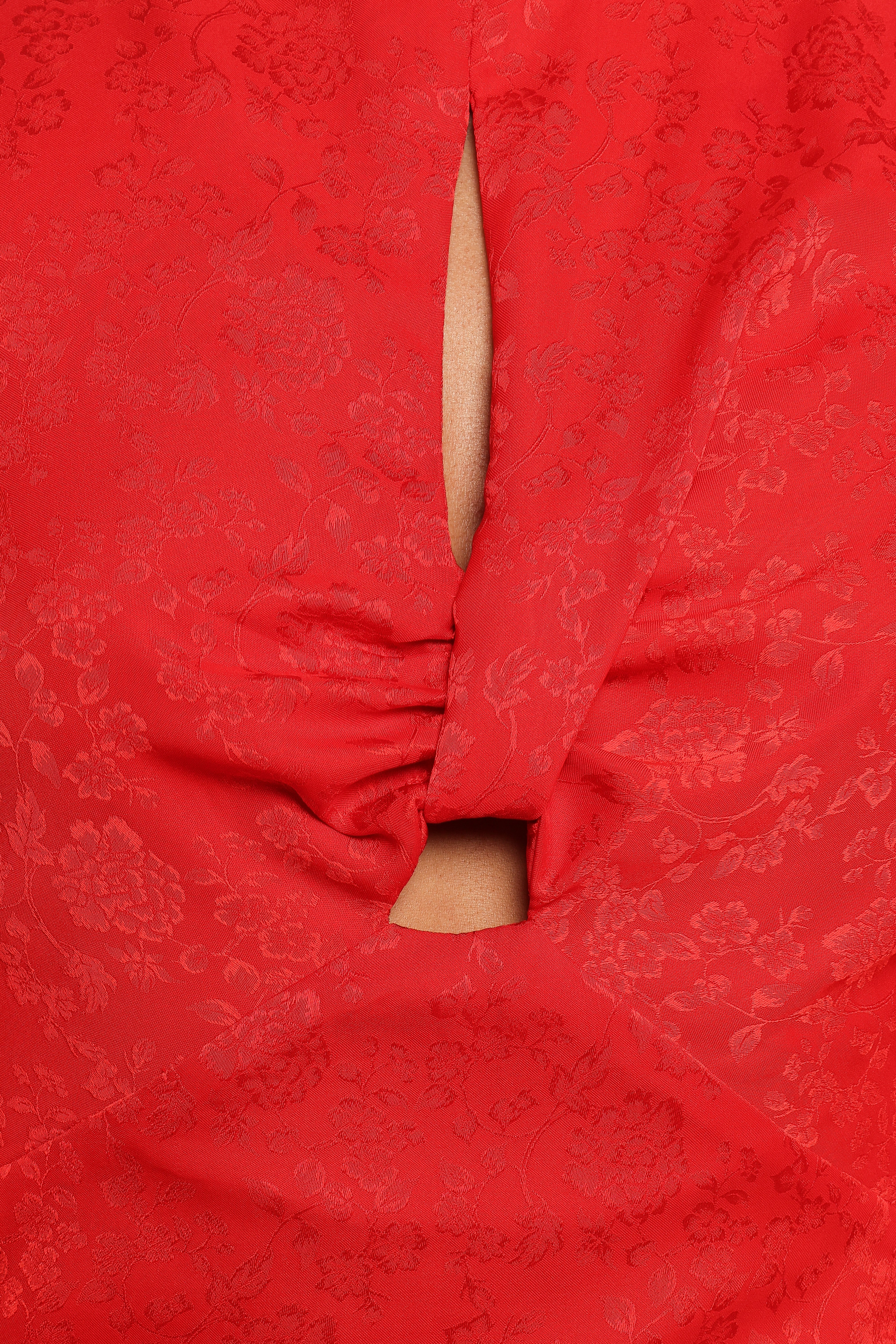 Laine Long Sleeve Midi Dress - Red-Ladys Street