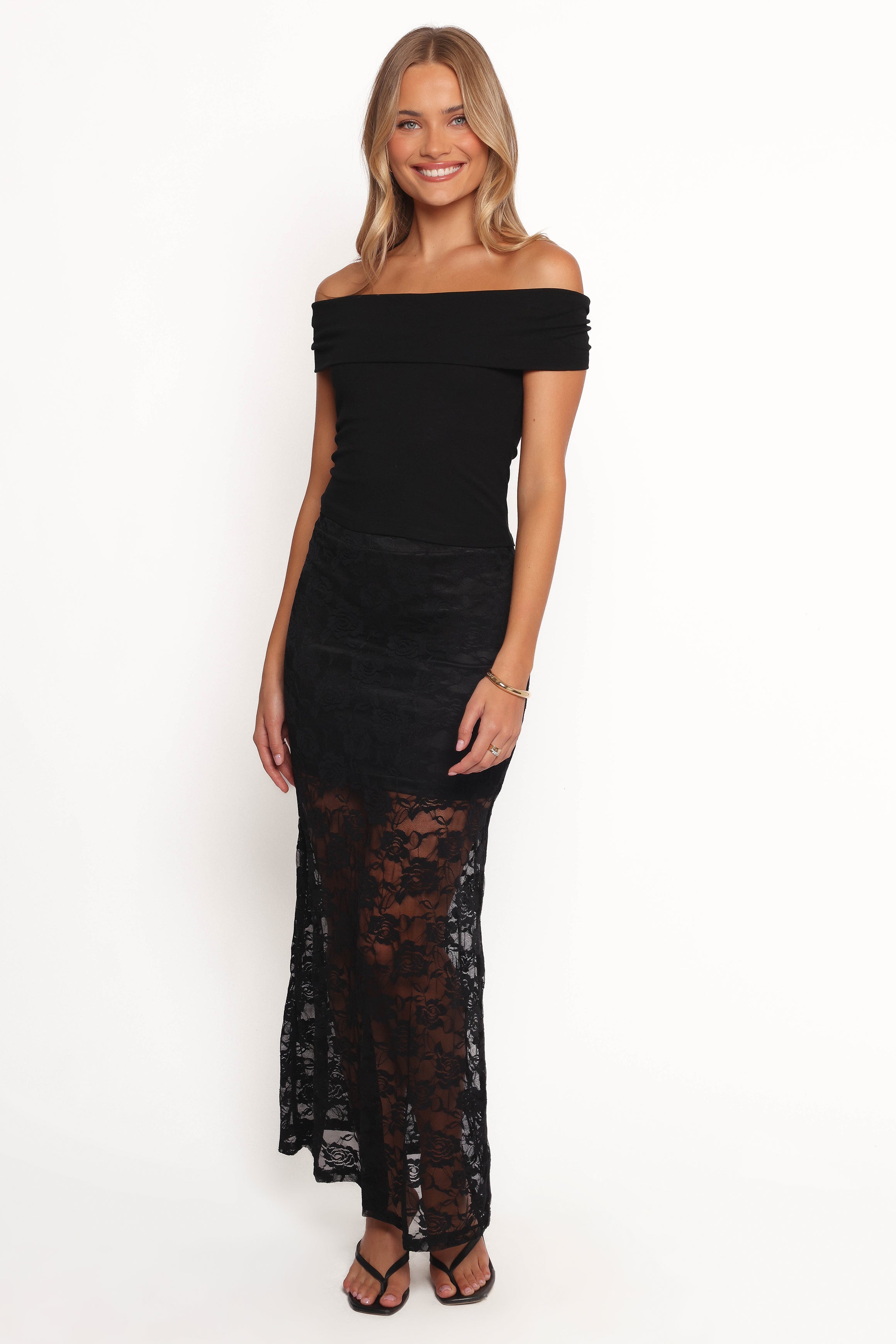 Laken Sheer Lace Maxi Skirt - Black-Ladys Street