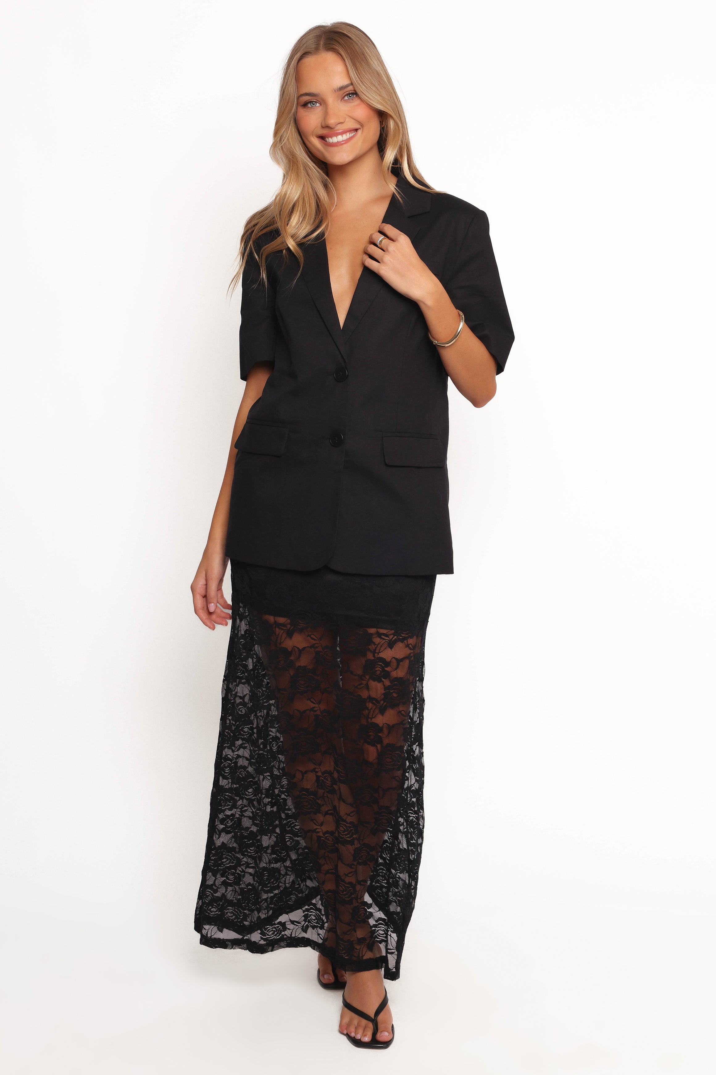 Laken Sheer Lace Maxi Skirt - Black-Ladys Street