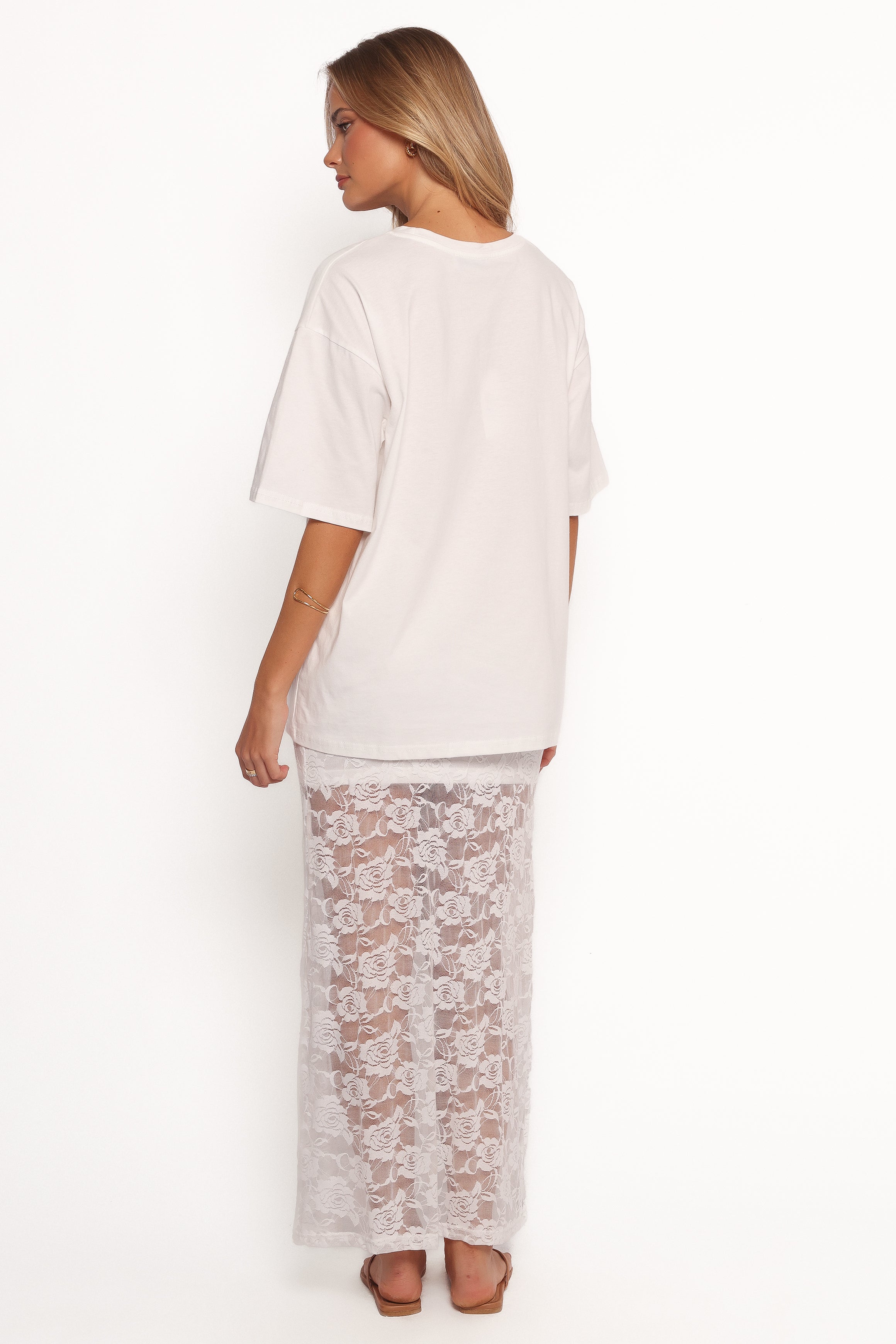Laken Sheer Lace Maxi Skirt - White-Ladys Street