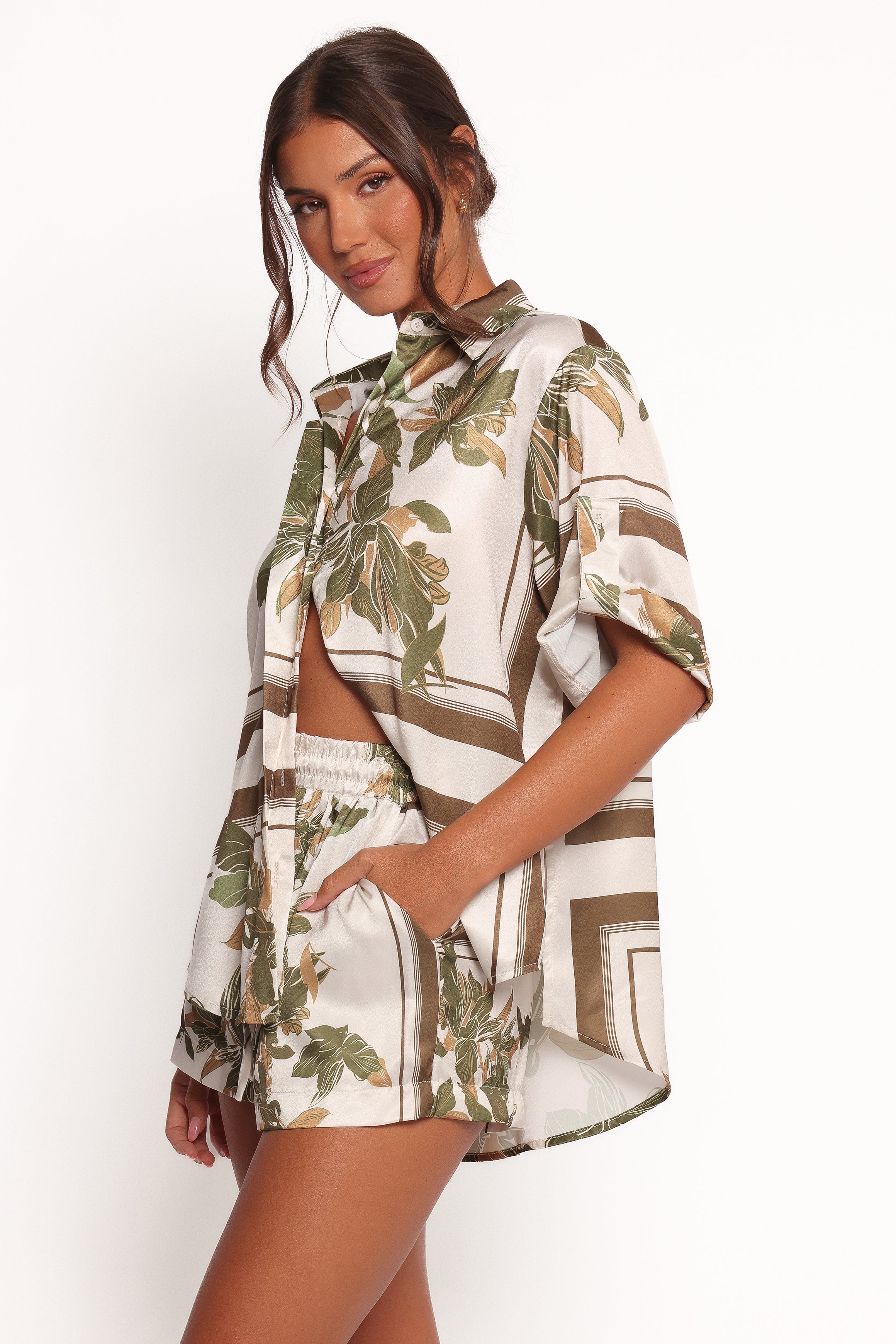 Lara Shirt - Olive Print-Ladys Street