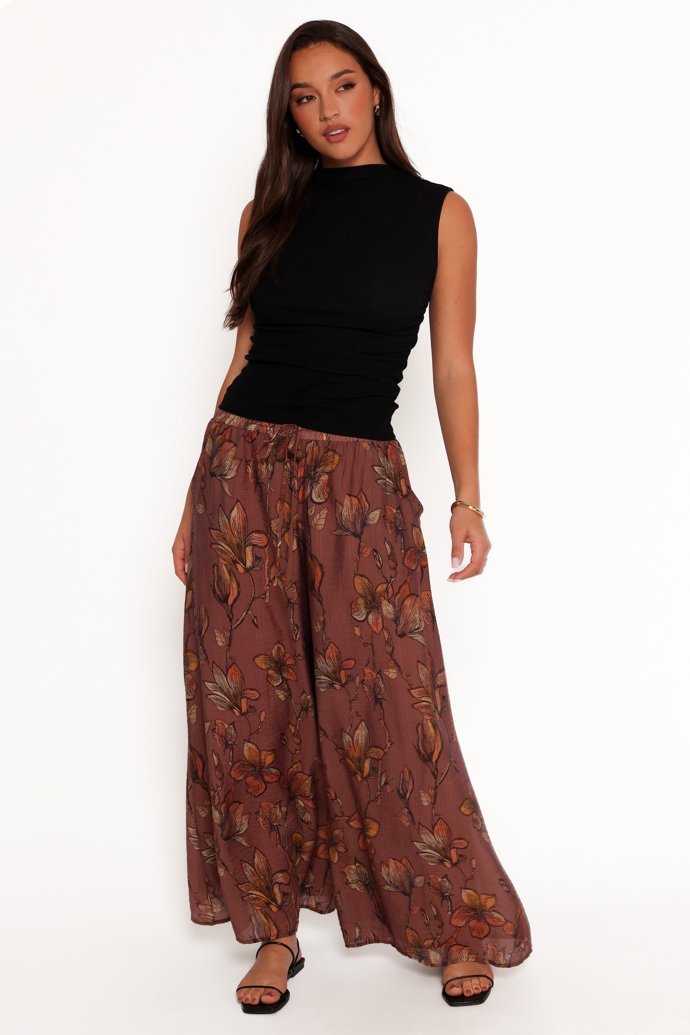 Larson Pant - Brown Floral-Ladys Street