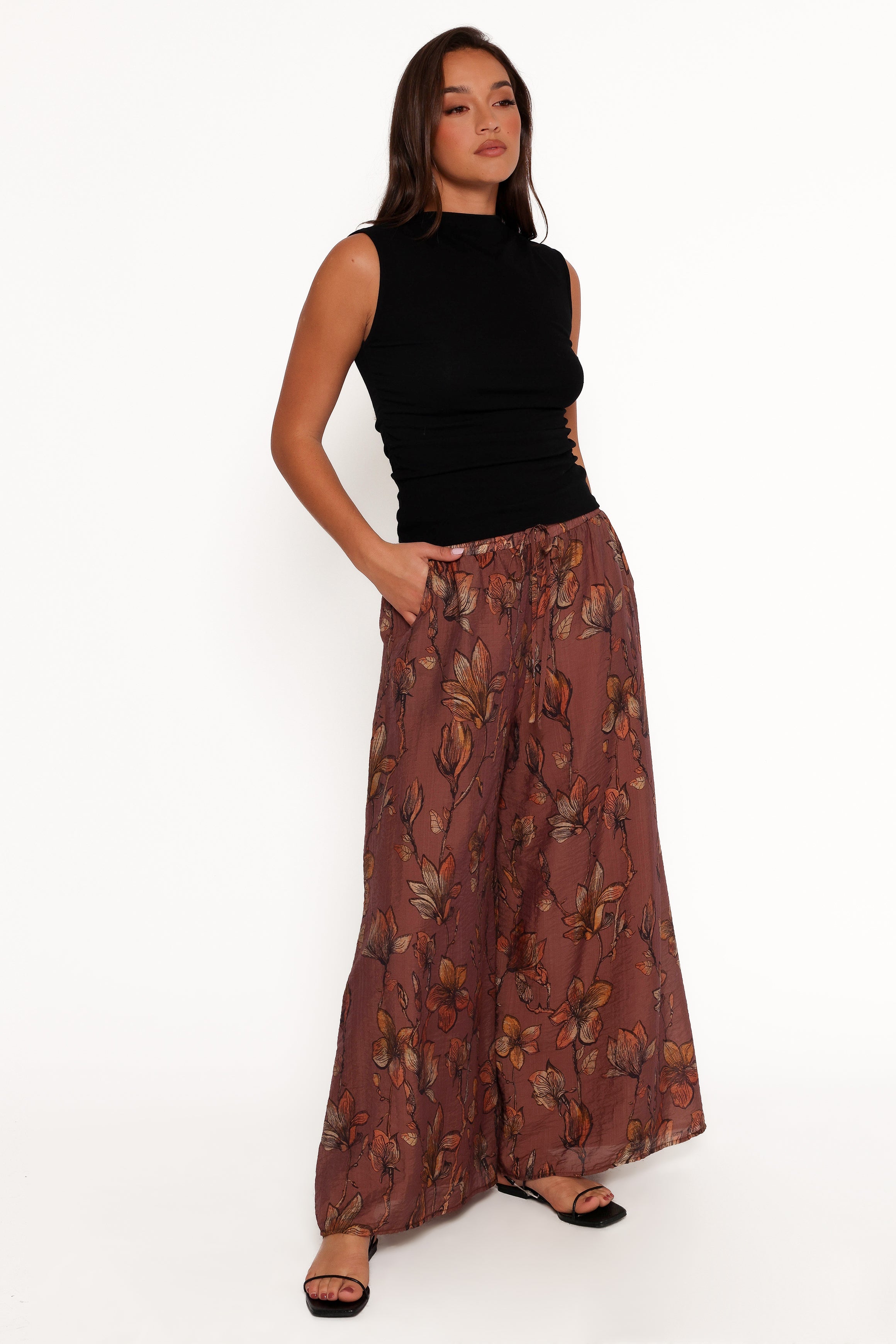 Larson Pant - Brown Floral-Ladys Street