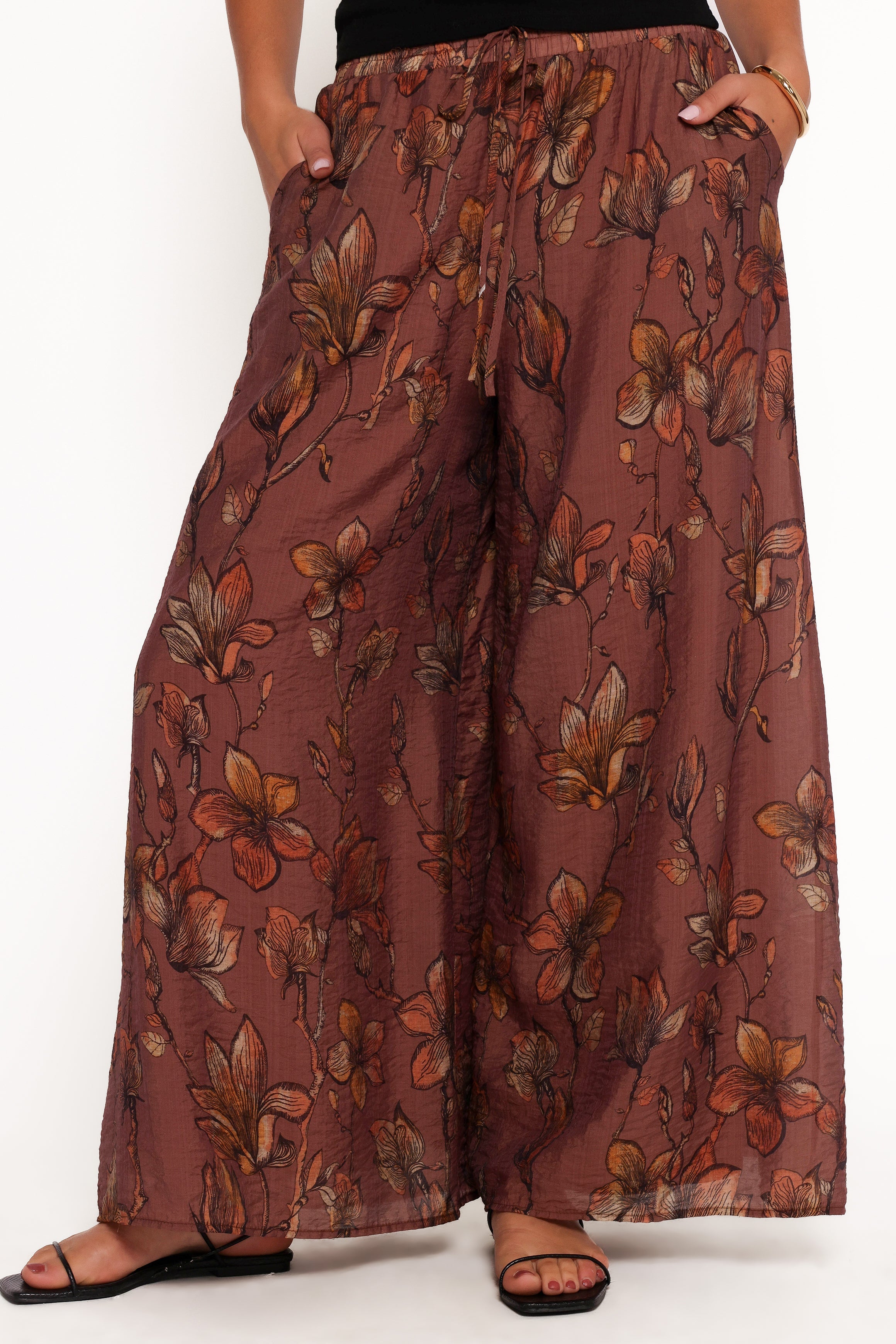 Larson Pant - Brown Floral-Ladys Street