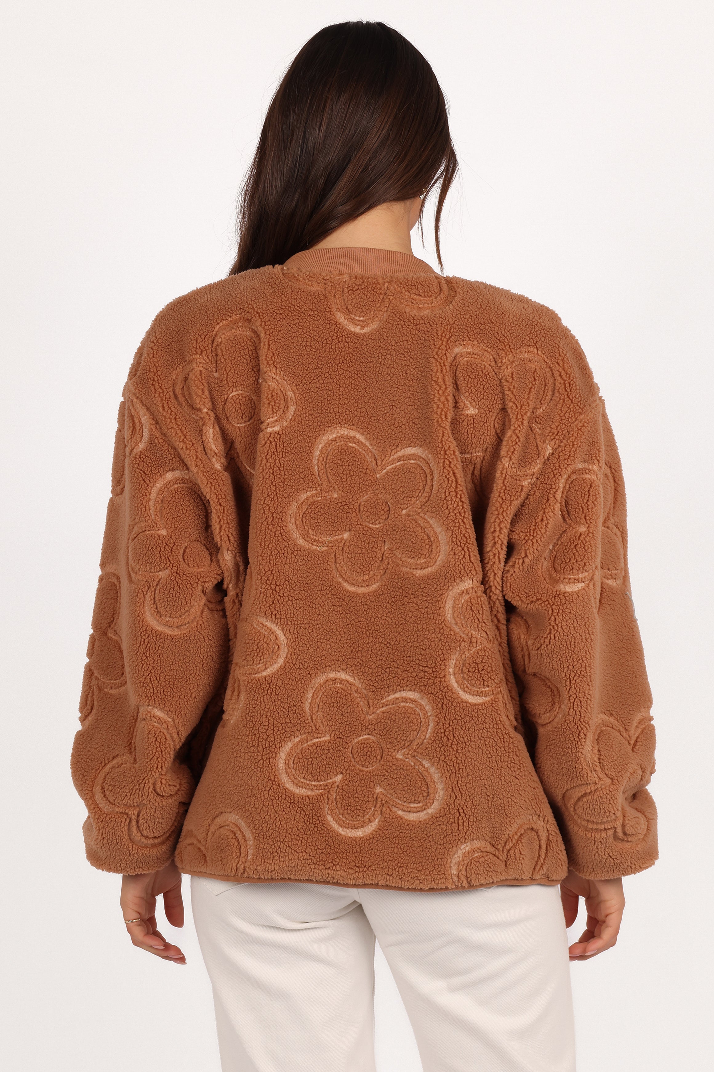 Lasky Flower Pattern Button Down Jacket - Camel-Ladys Street