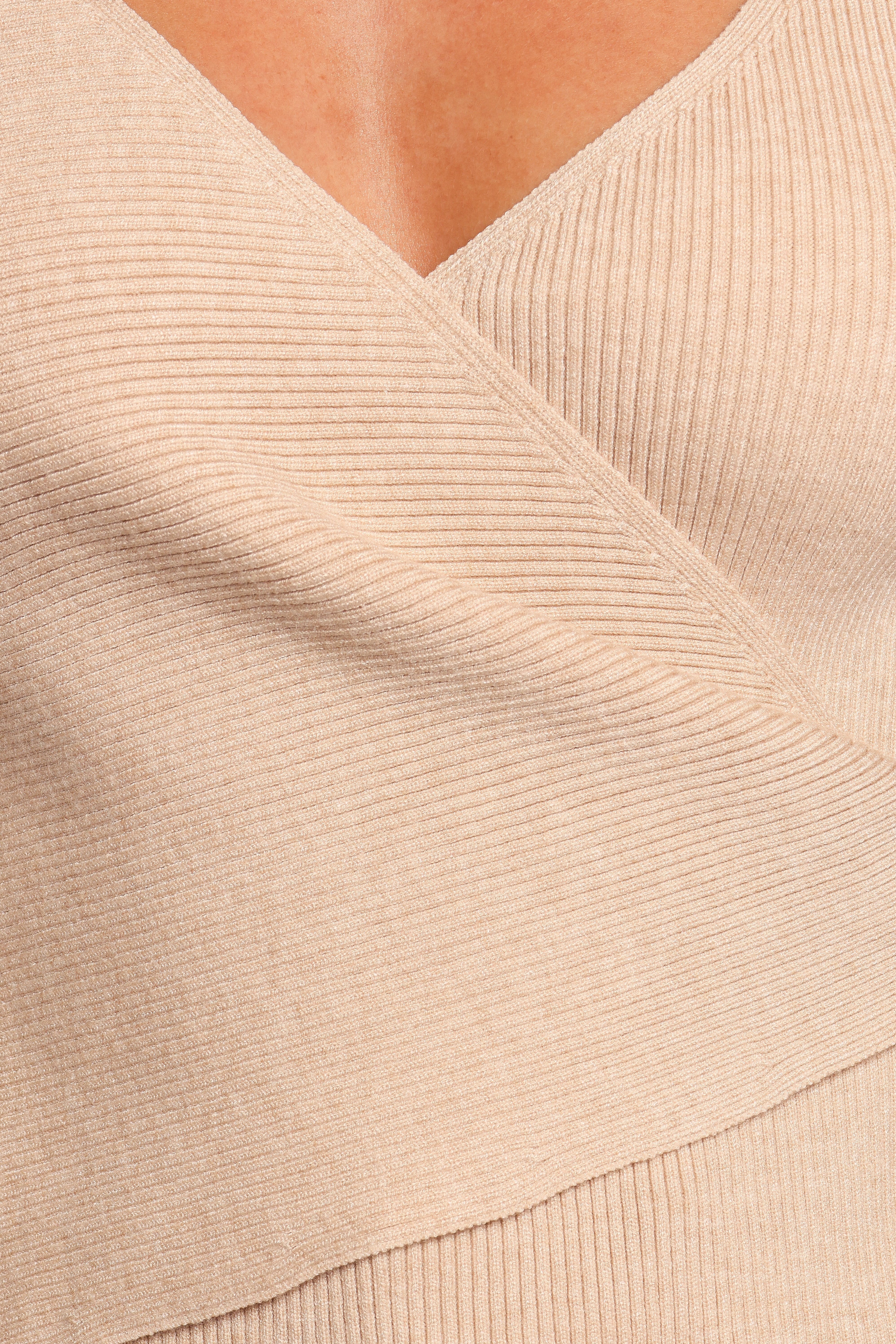 Lavia Knit Wrap Top - Beige-Ladys Street