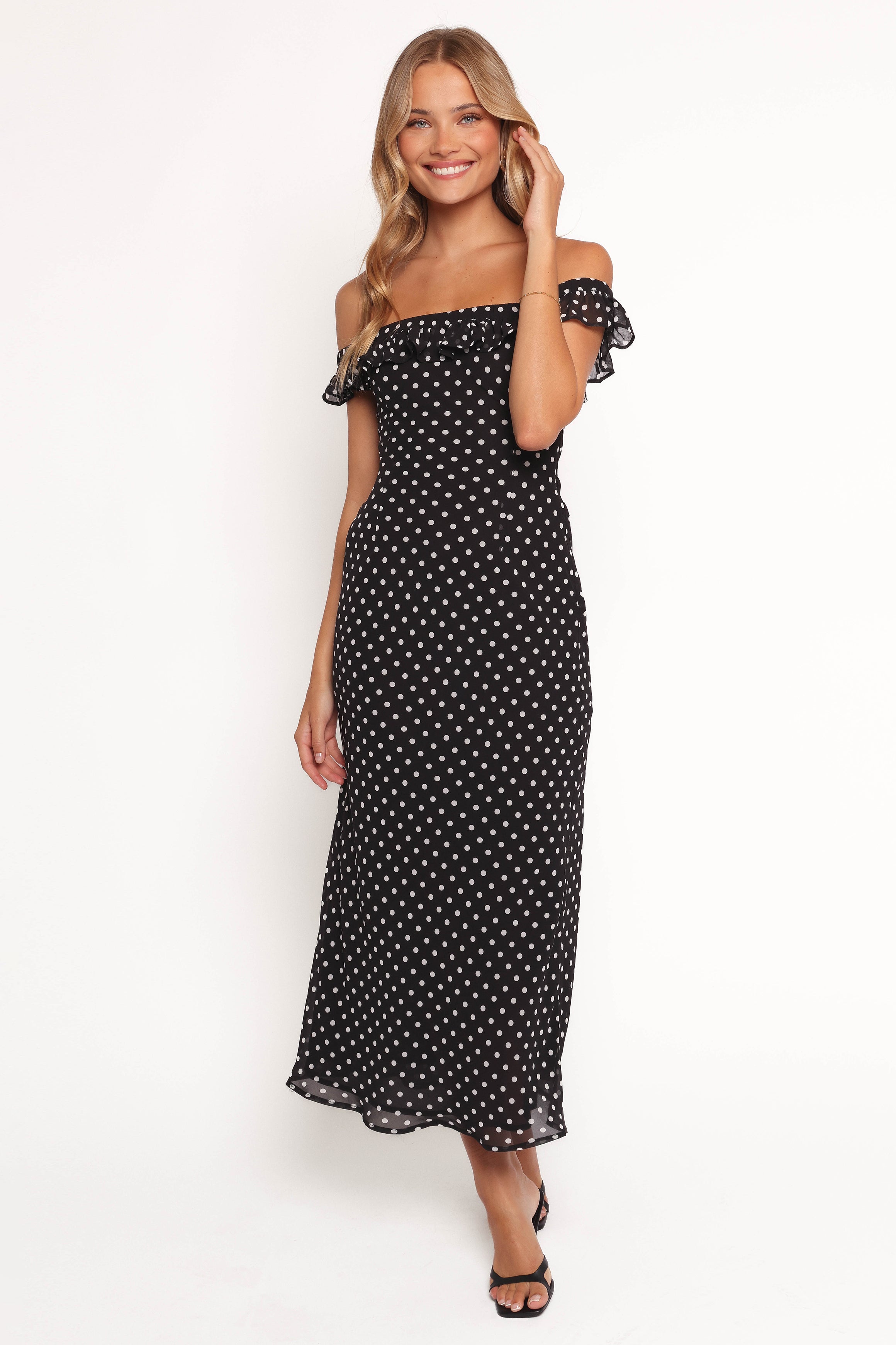 Layana Midi Dress - Black/White-Ladys Street