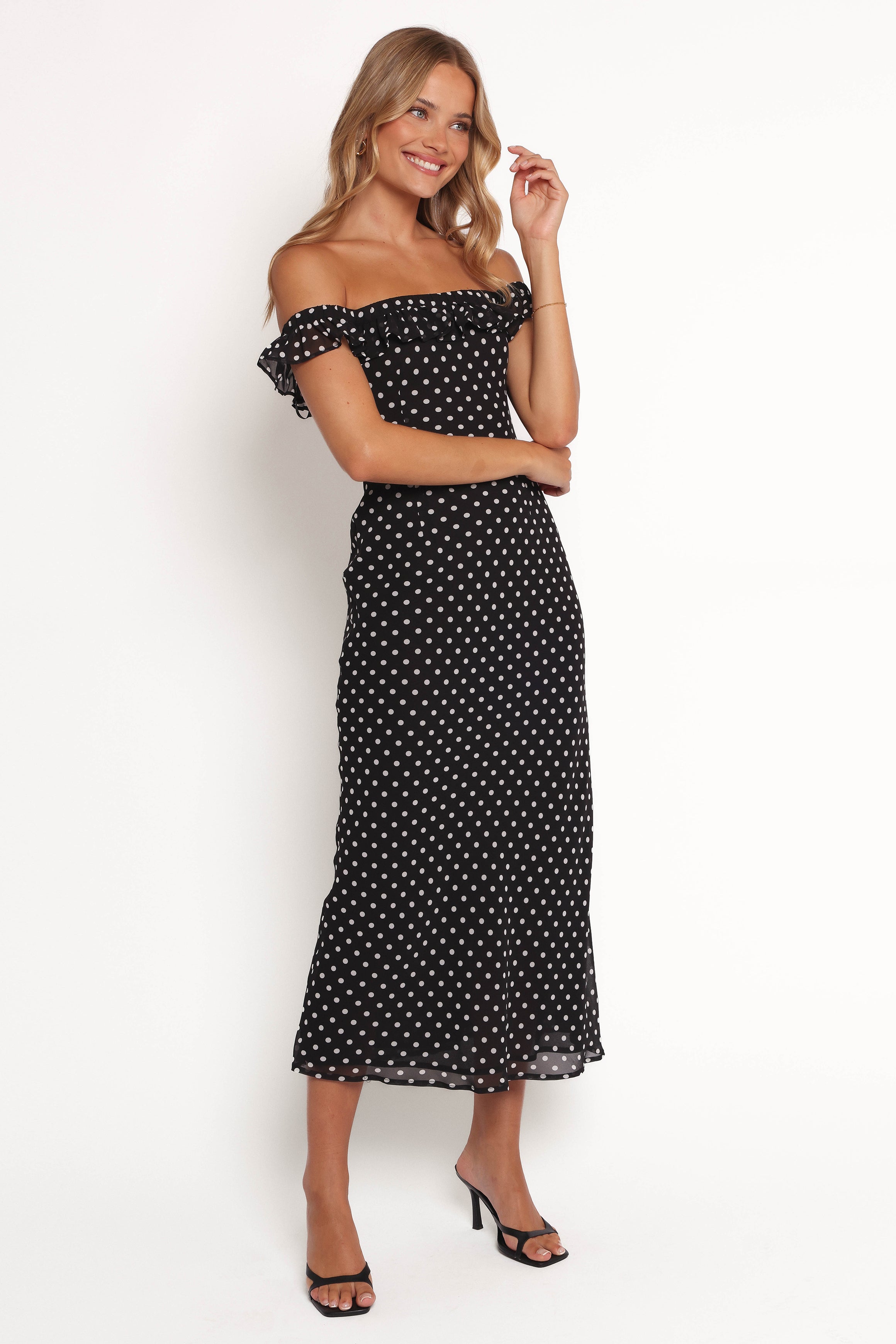 Layana Midi Dress - Black/White-Ladys Street