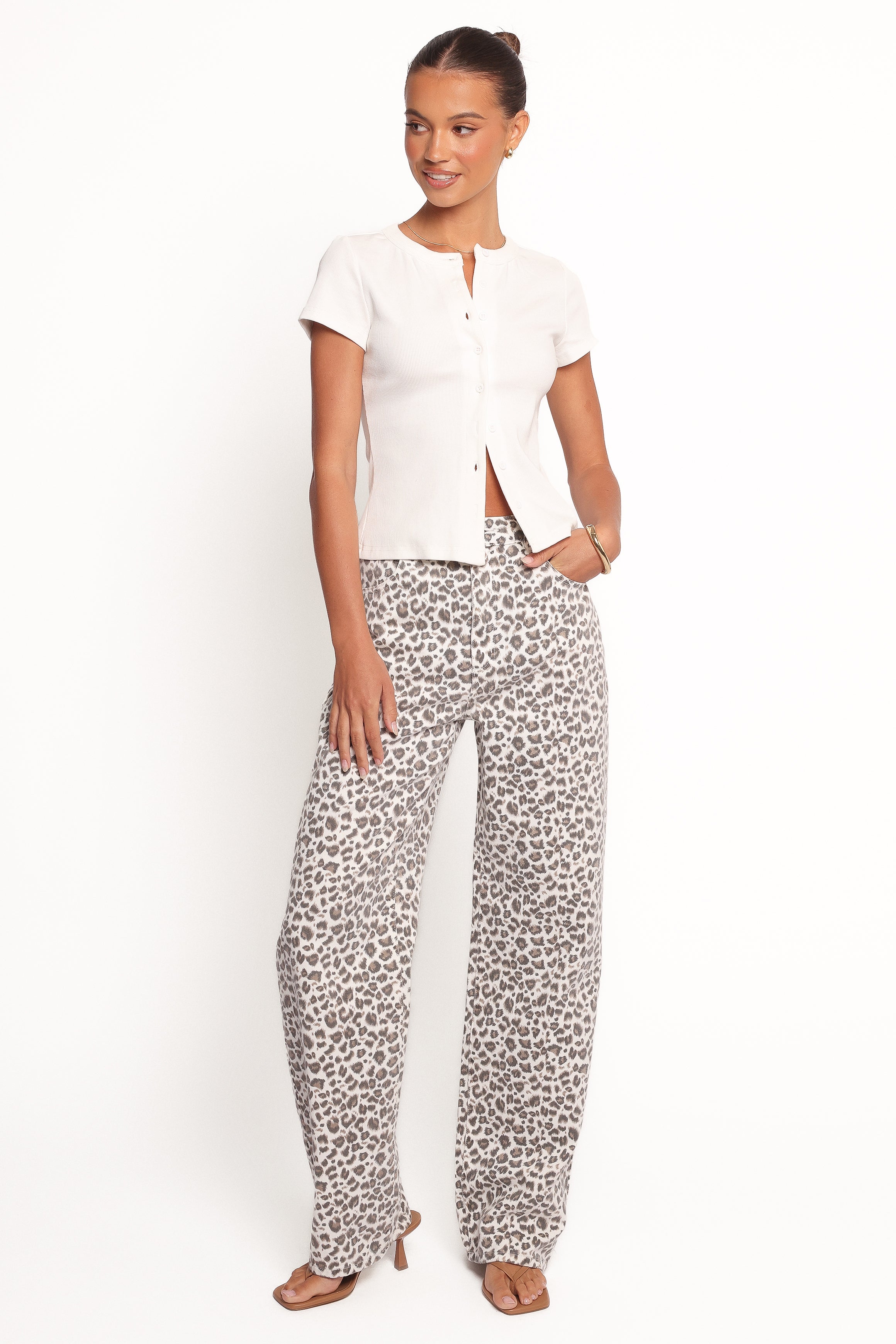 Leila Printed Wide Leg Jean - Leopard-Ladys Street