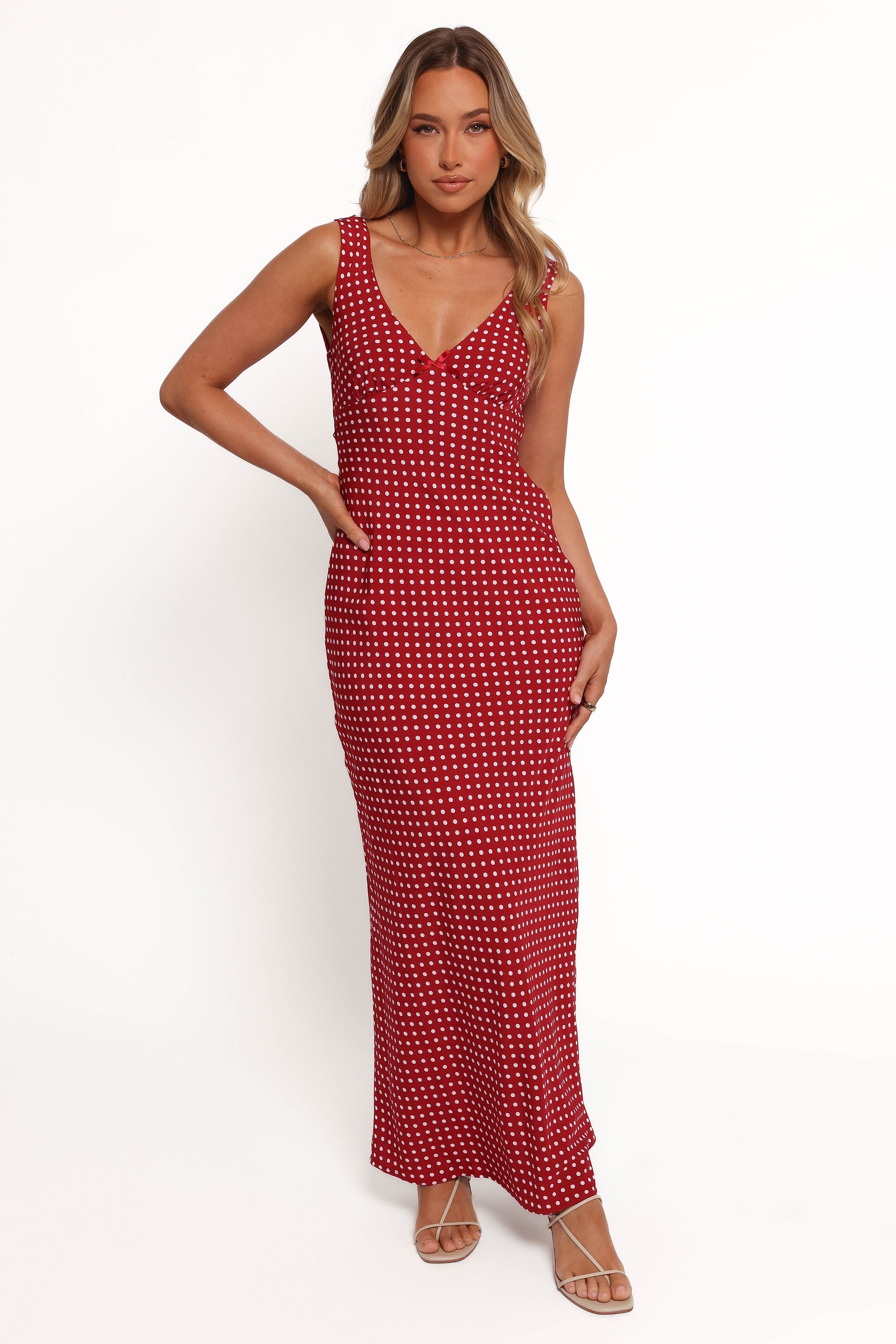 Leni Maxi Dress - Red Polka Dot-Ladys Street