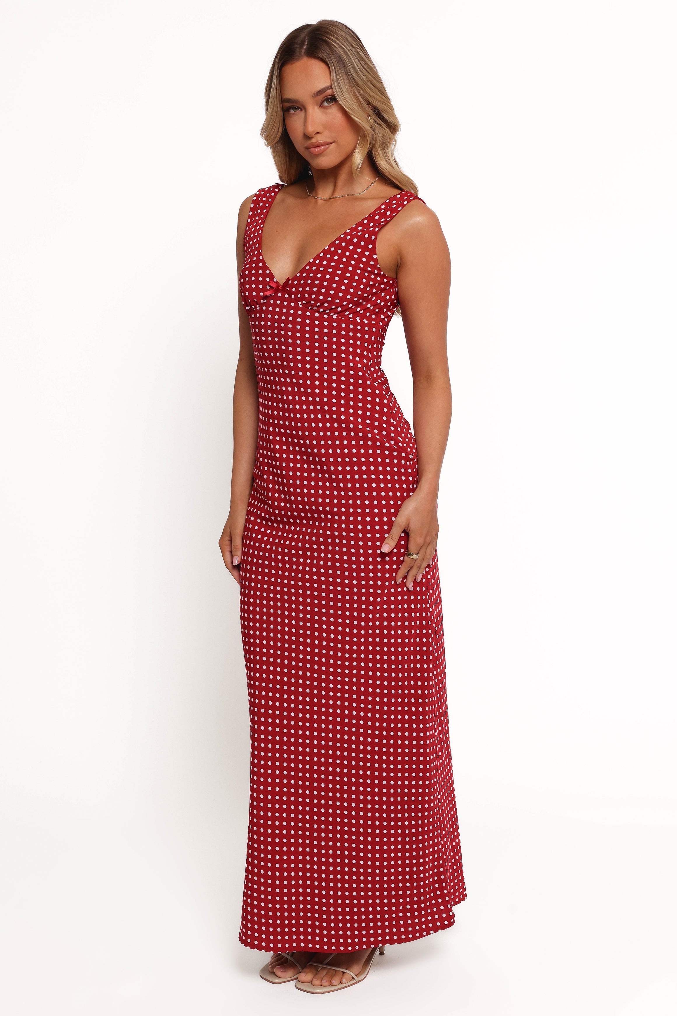 Leni Maxi Dress - Red Polka Dot-Ladys Street