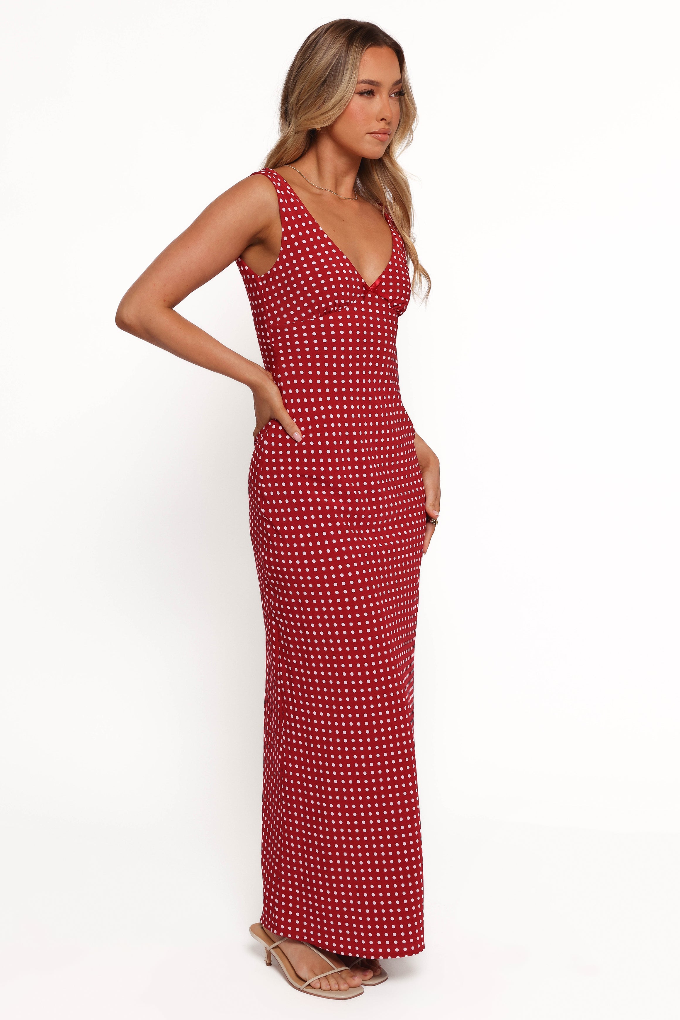 Leni Maxi Dress - Red Polka Dot-Ladys Street